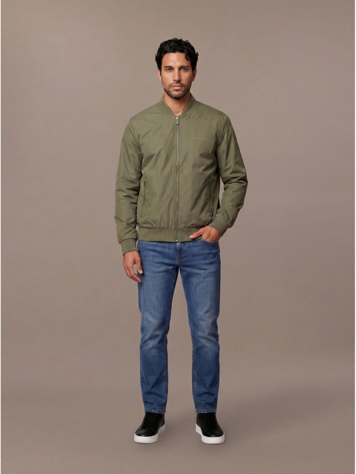 Jaqueta Calvin Klein Bomber Slim - Oliva Calvin Klein Jeans