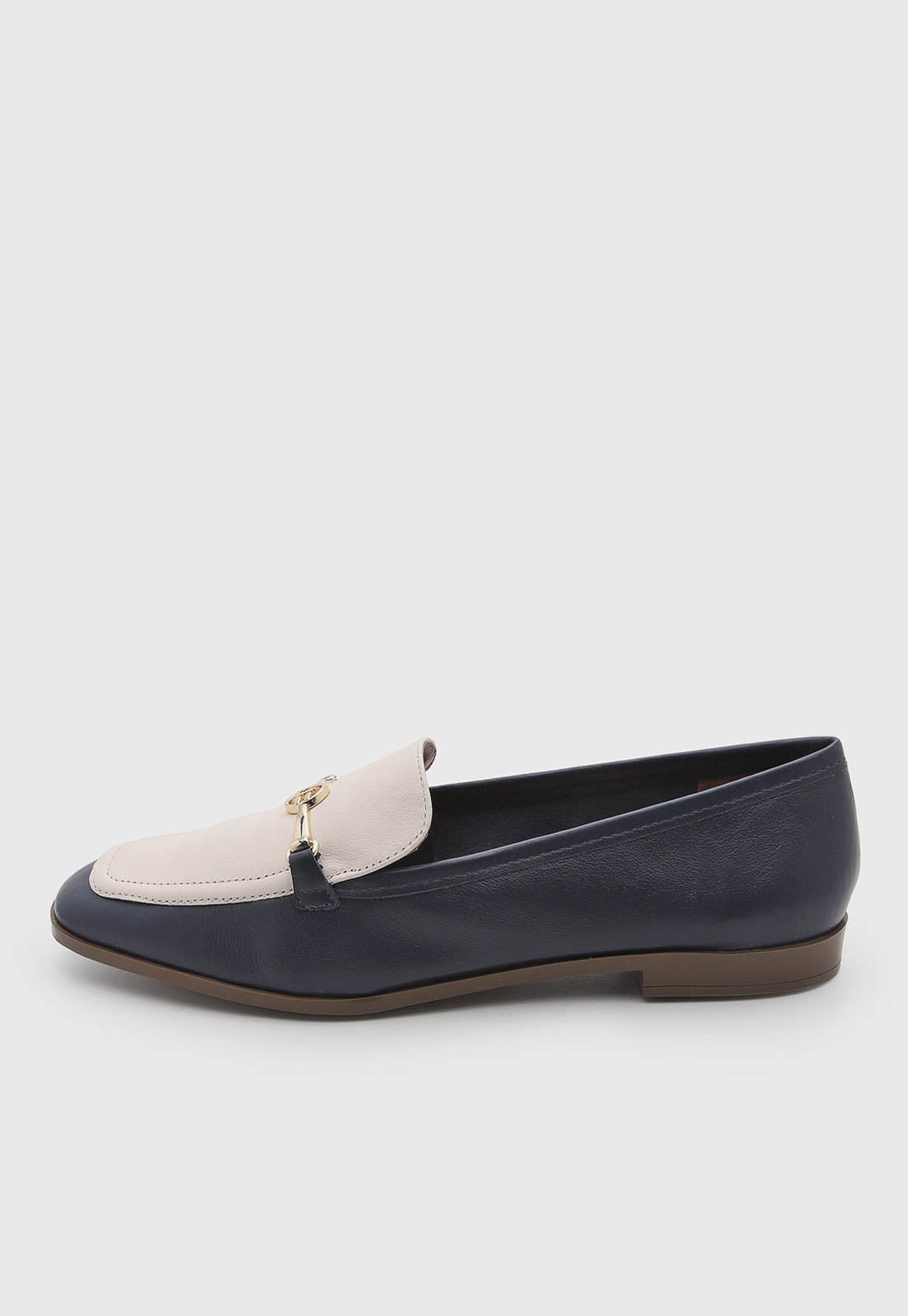 Mocassim Feminino Jorge Bischoff Couro Bicolor Azul Marinho