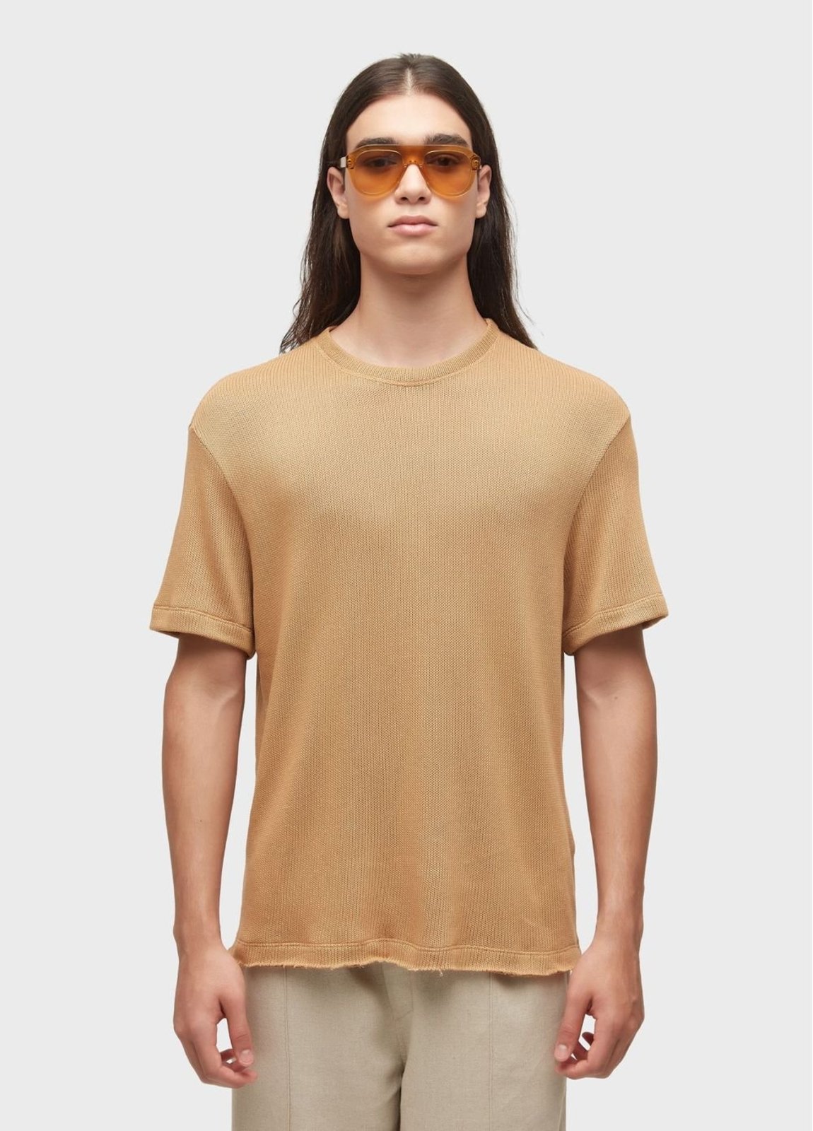 Vista 2 T-shirt over knit rustic Osklen amarelo Osklen amarelo