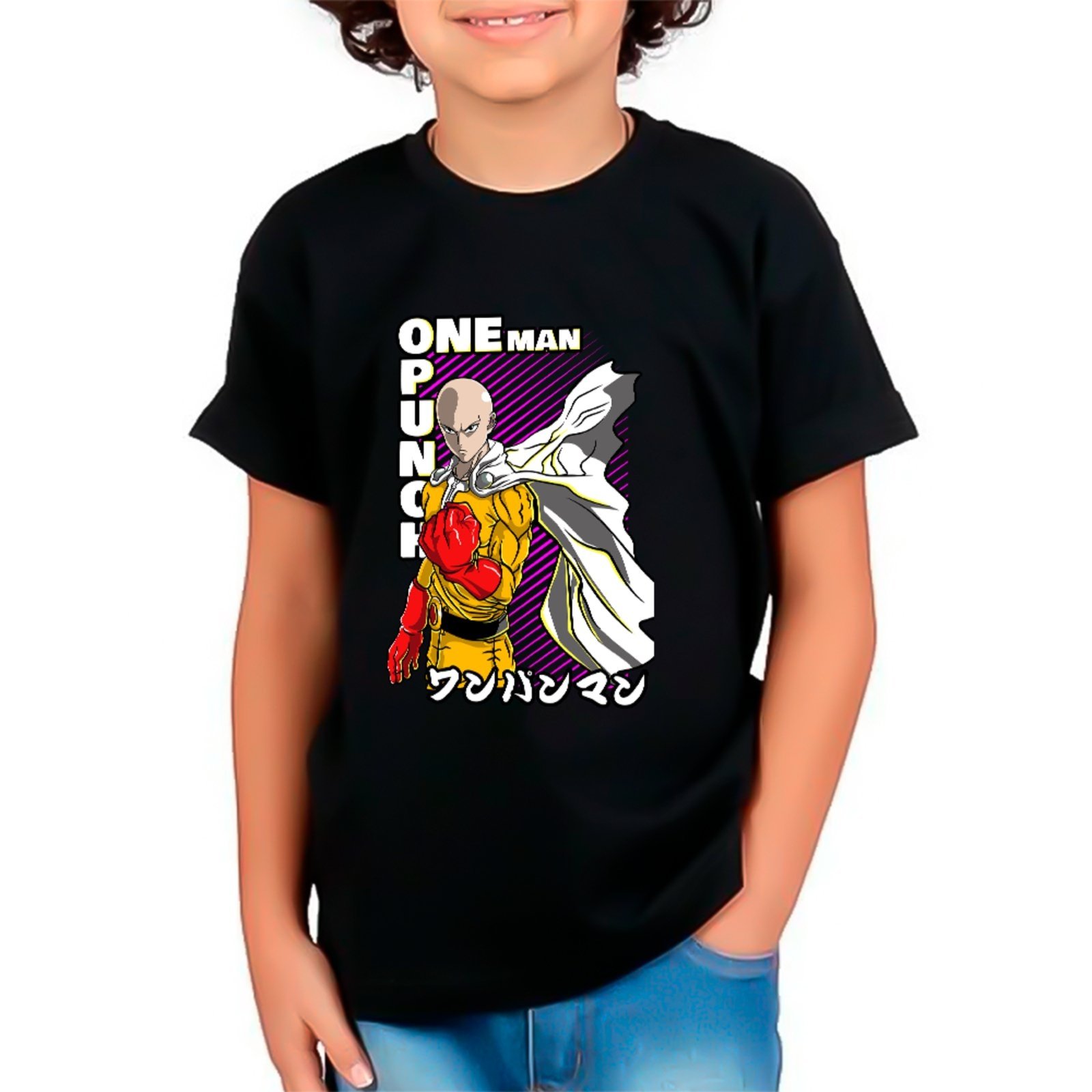 Infantil - Camiseta Unissex Coleção Anime Saitama One Punch Man Preto