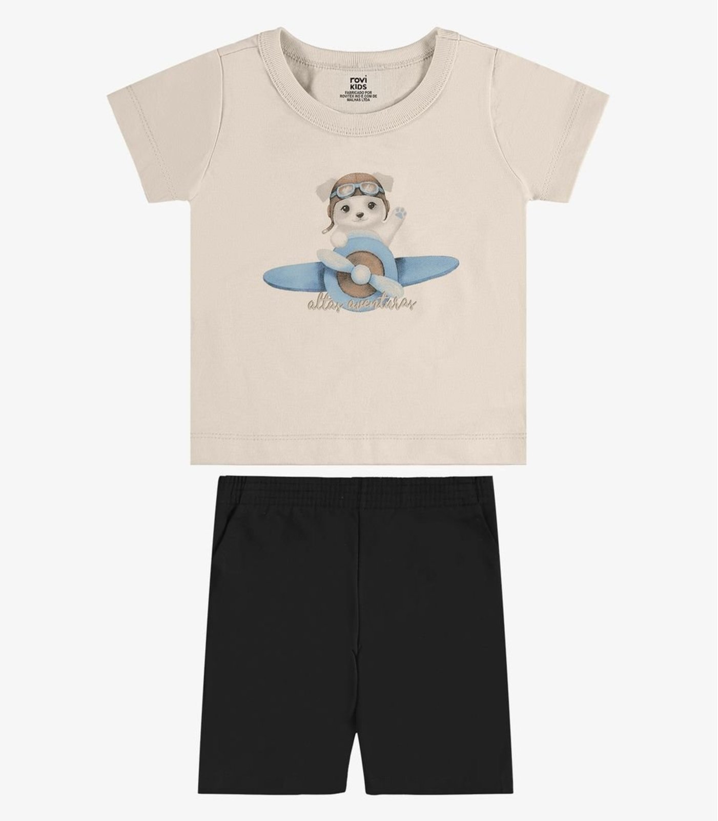 Infantil - Conjunto Camiseta Com Bermuda Rovi Bege