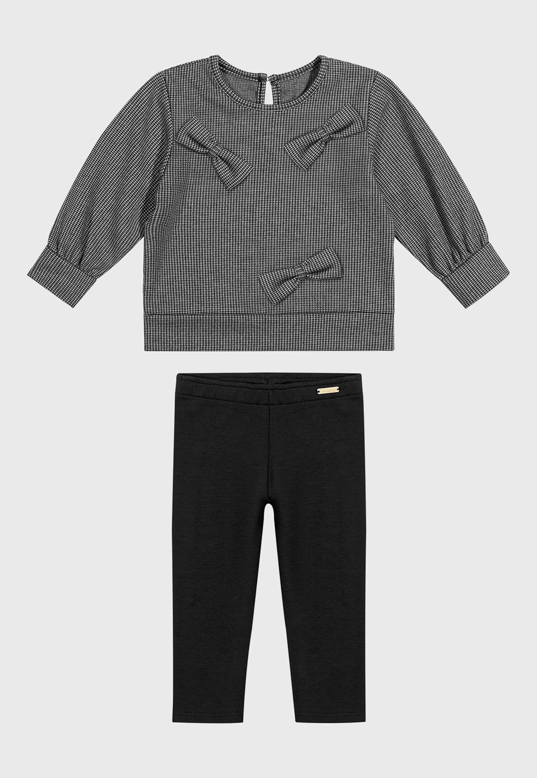 Conjunto Coloritta Blusa com Laços e Calça Preta