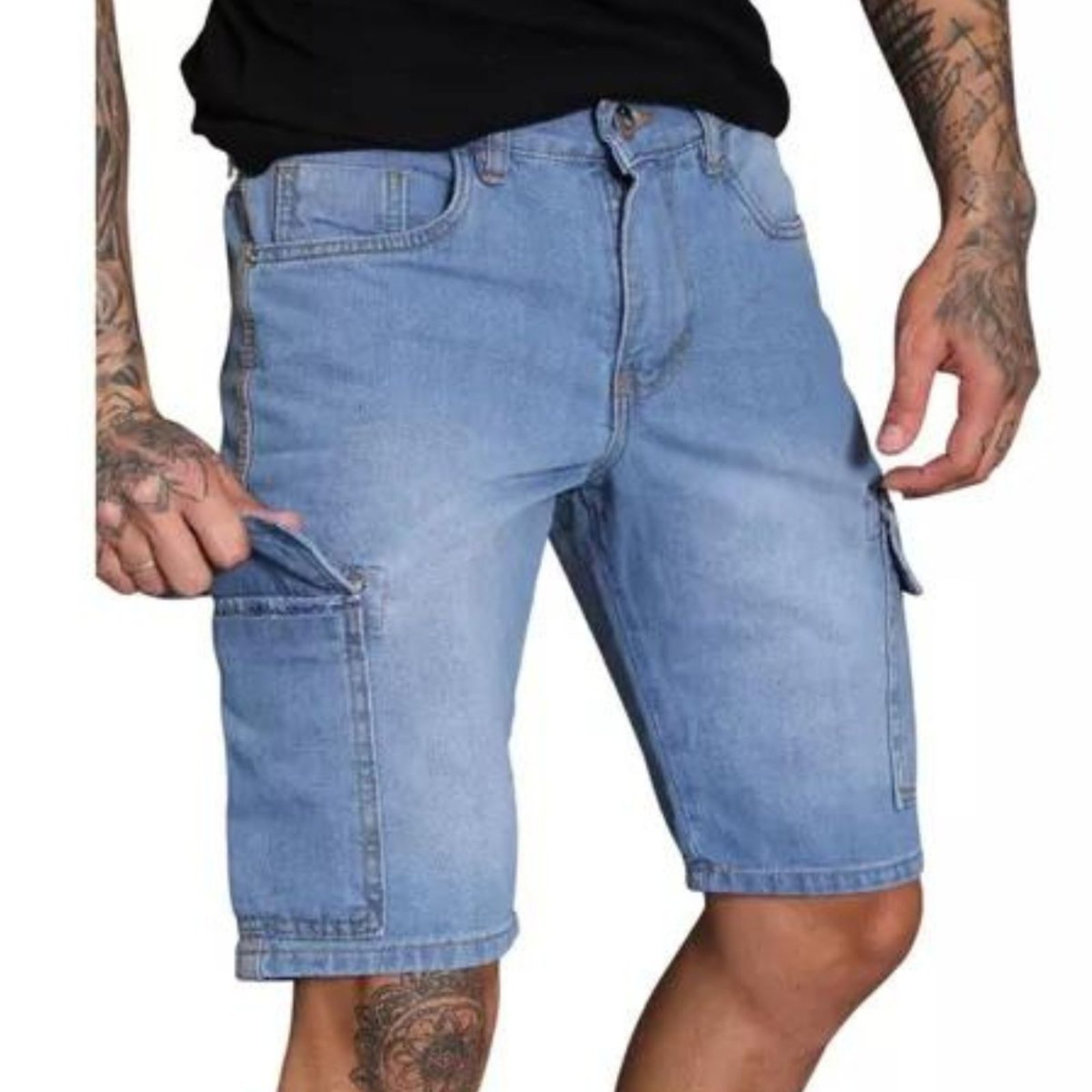 Bermuda Jeans Claro Cargo Masculino Bari Alleppo Jeans