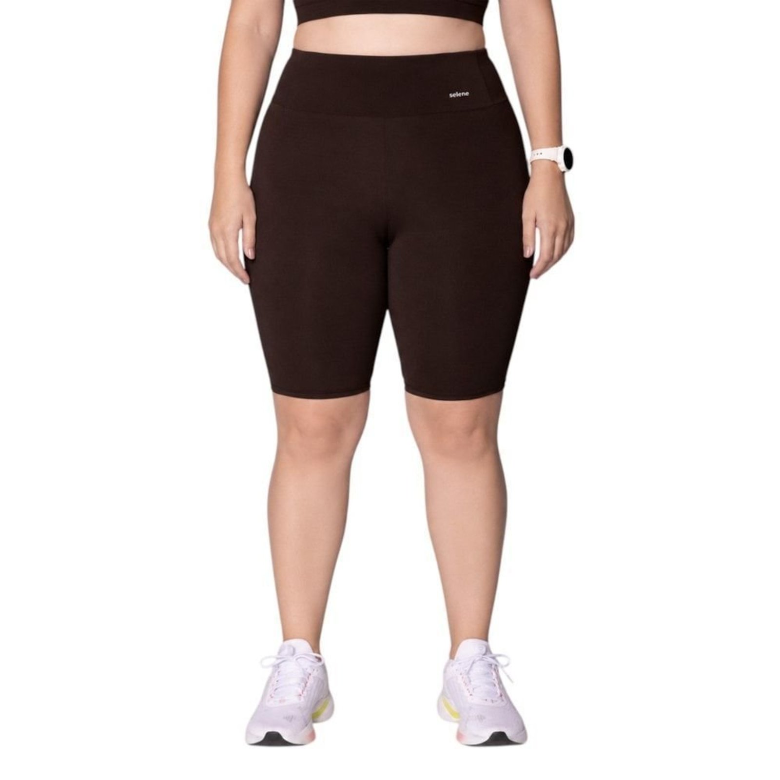 Bermuda Selene Básica Fitness Plus Size Feminina - Marrom - Selene