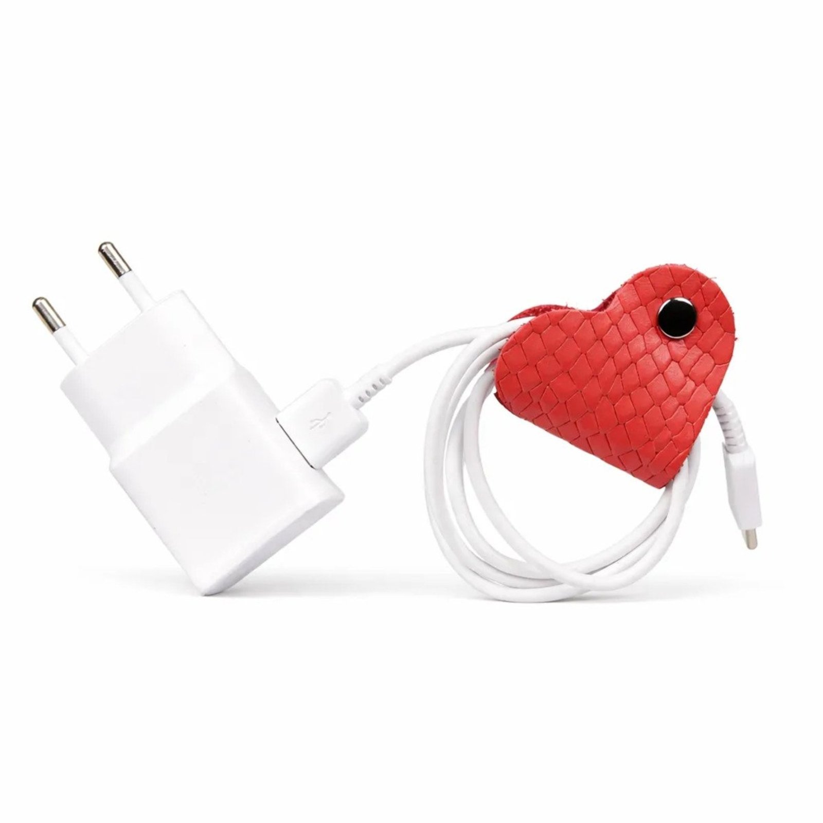 Organizador de Cabos em Couro Coração Artlux Kit com 3 Unidades K574 Coral