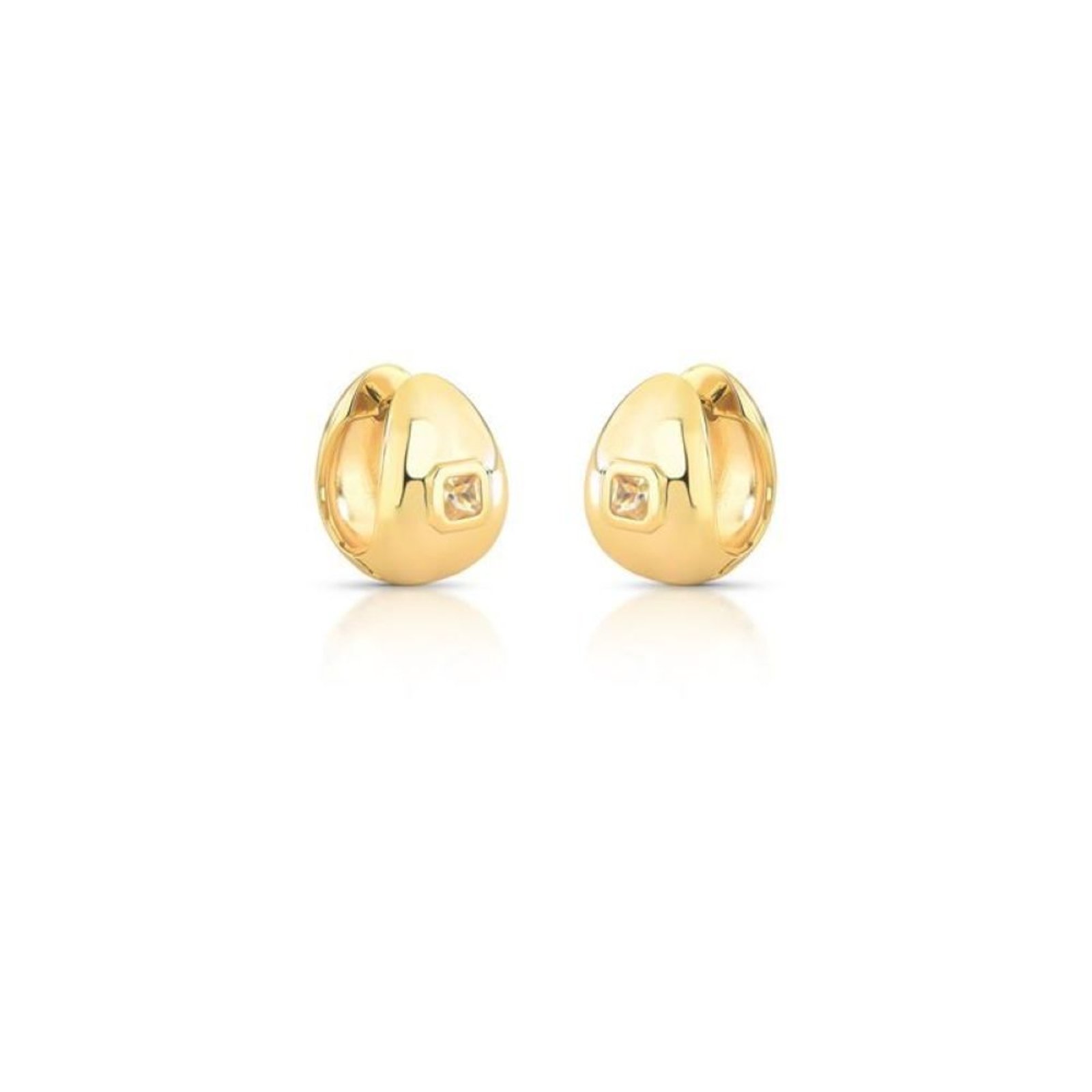 Infantil – Brinco Argola P Abaulada com Cristal Quadrado Semijoia Banhado a Ouro 18K Ania Store
