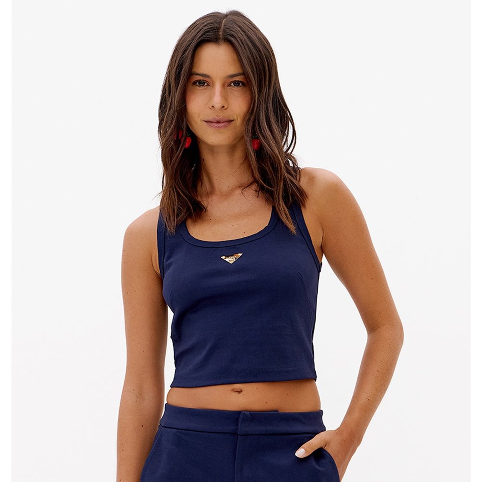 Blusa Cropped Lança Perfume Heavy Pr27 Marinho Feminino