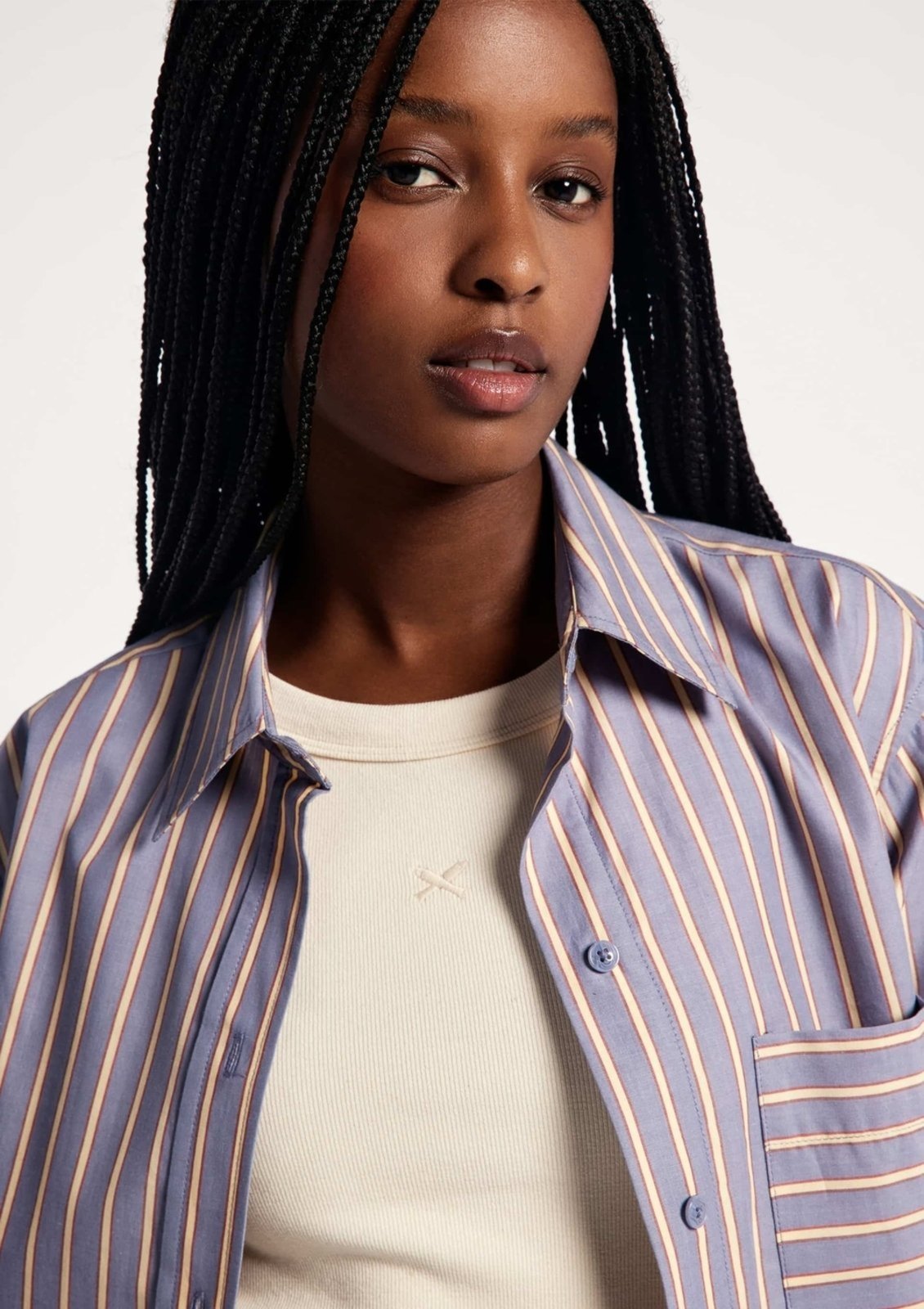 Vista 3 Camisa Feminina Manga Longa Fio Tinto Hering branco Hering branco