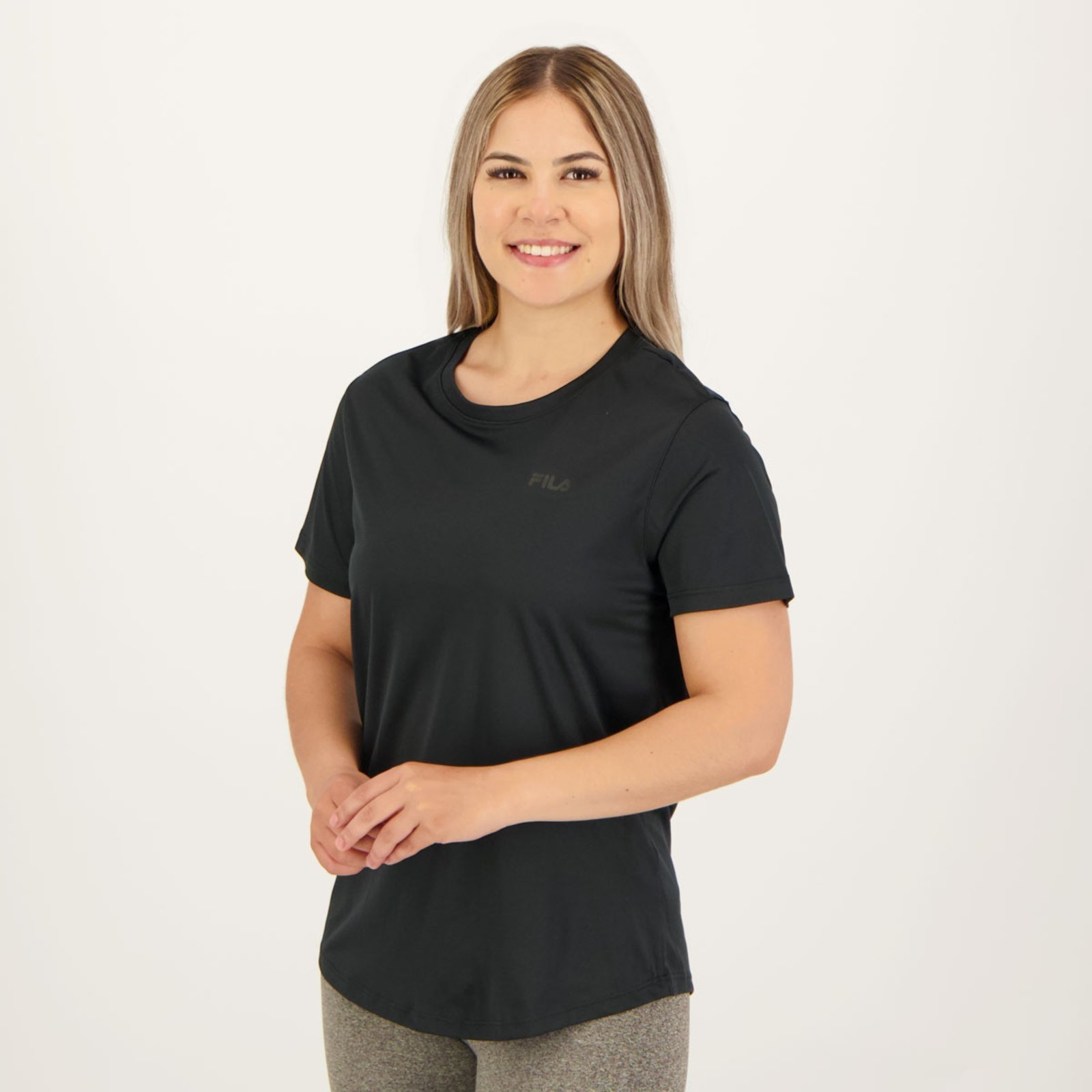 Vista 3 Camiseta Fila Basic Sports Polygin Feminina Preta preto Fila preto