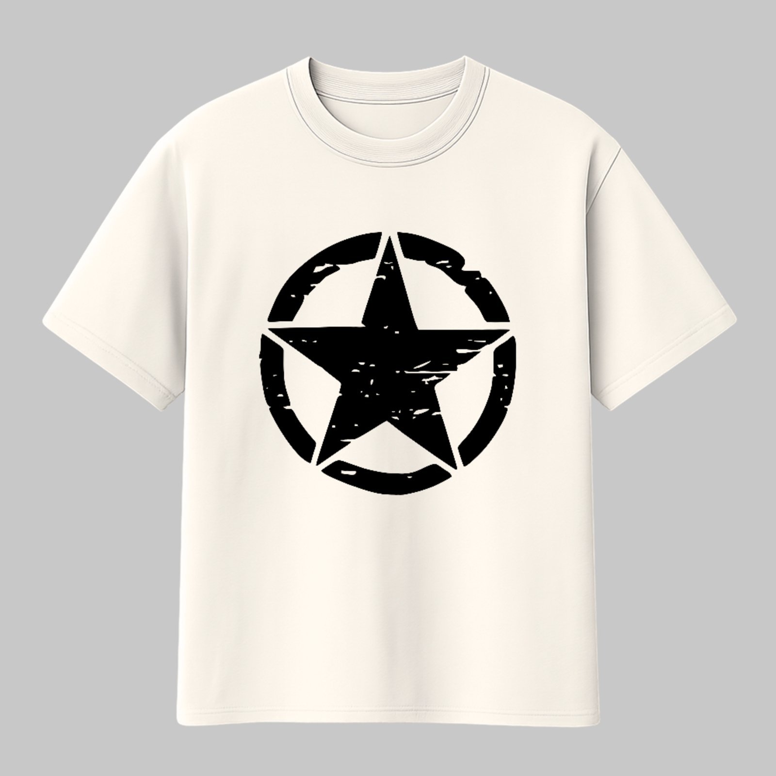 Camiseta Básica Estrela Army Militar Style Unissex Off White