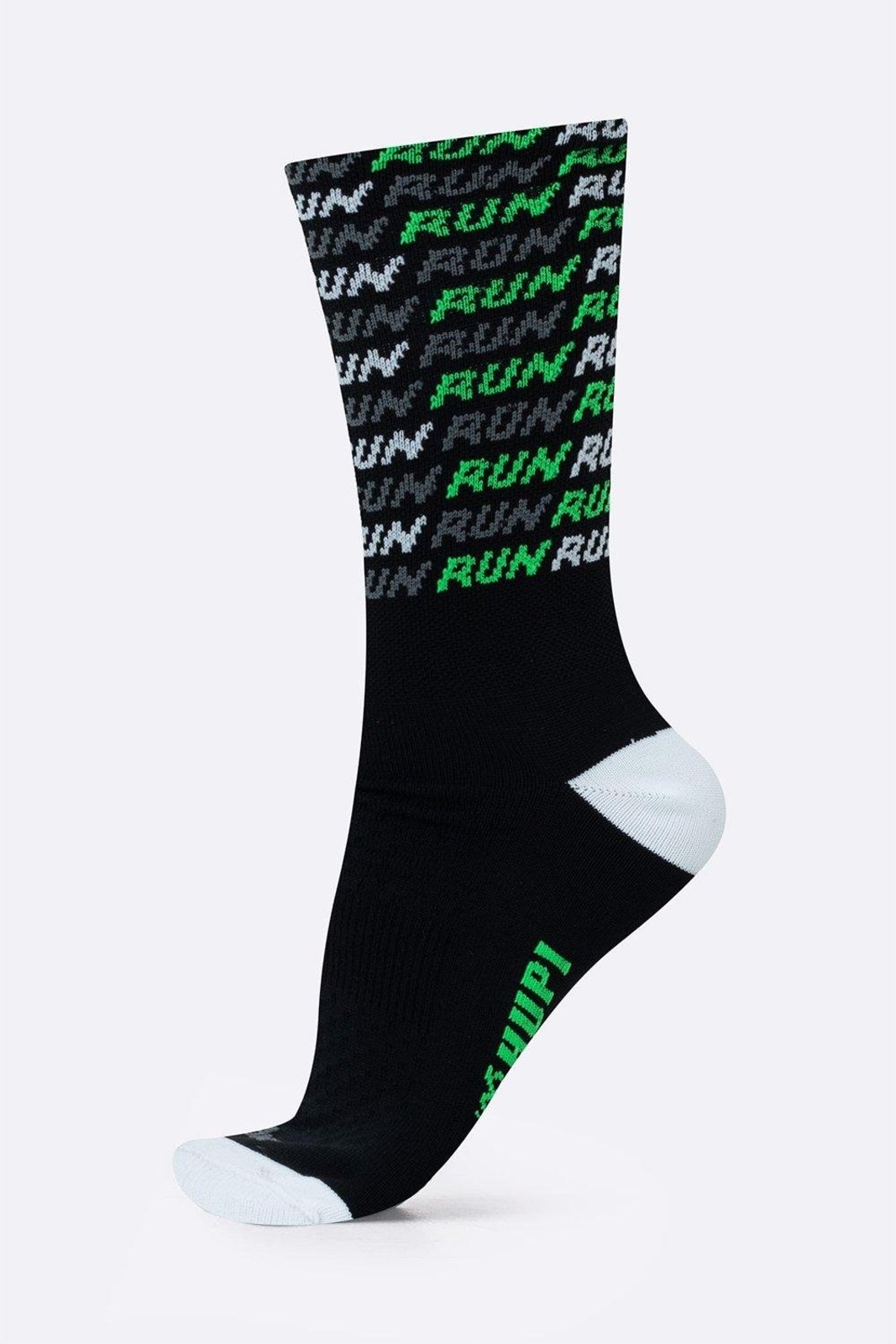 Meia HUPI Run Tri Preto e Verde Pés Menores 34-38 Preto