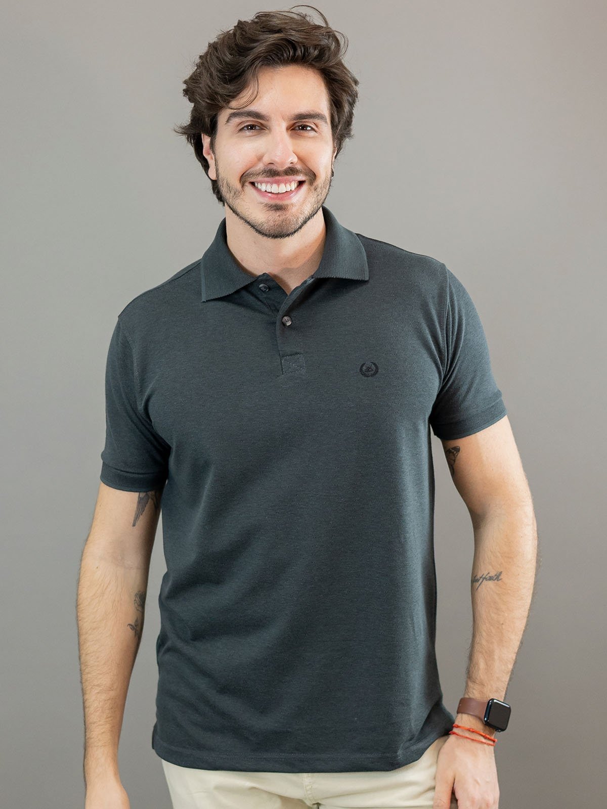 Camisa Polo Masculina Texturizada Manga Curta Anticorpus
