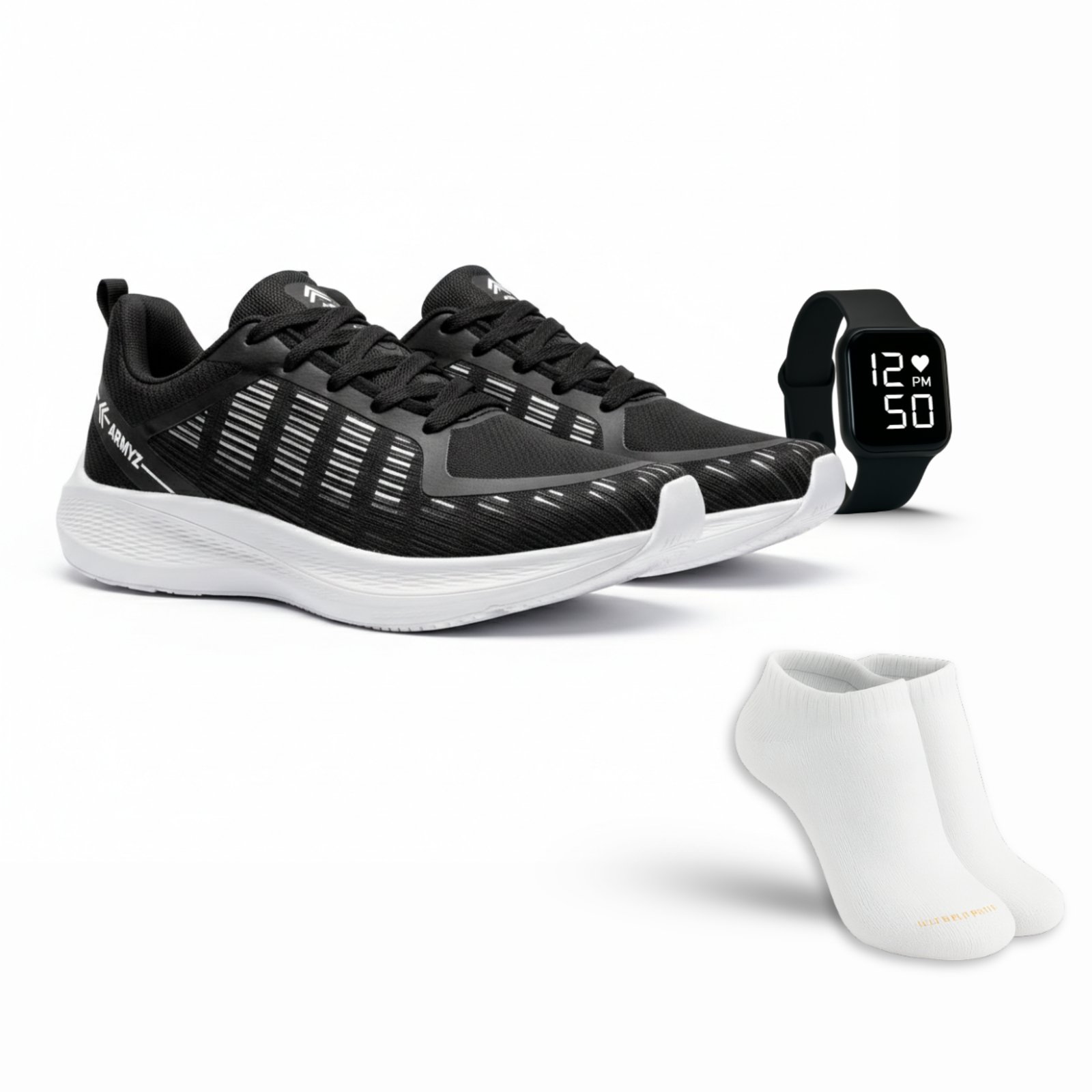 Kit Tênis Esportivo Casual + Relógio Digital + Meia Uso Diário