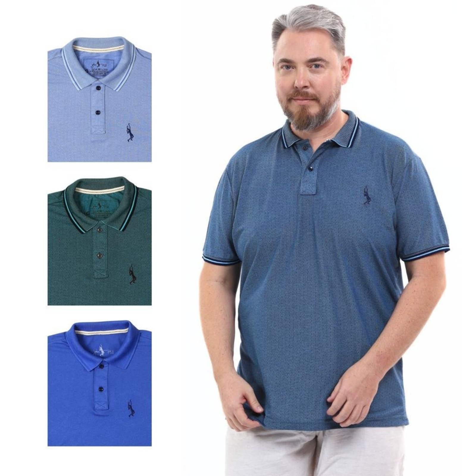 Kit 4 Camisa Polo Plus Masculina Dia a Dia