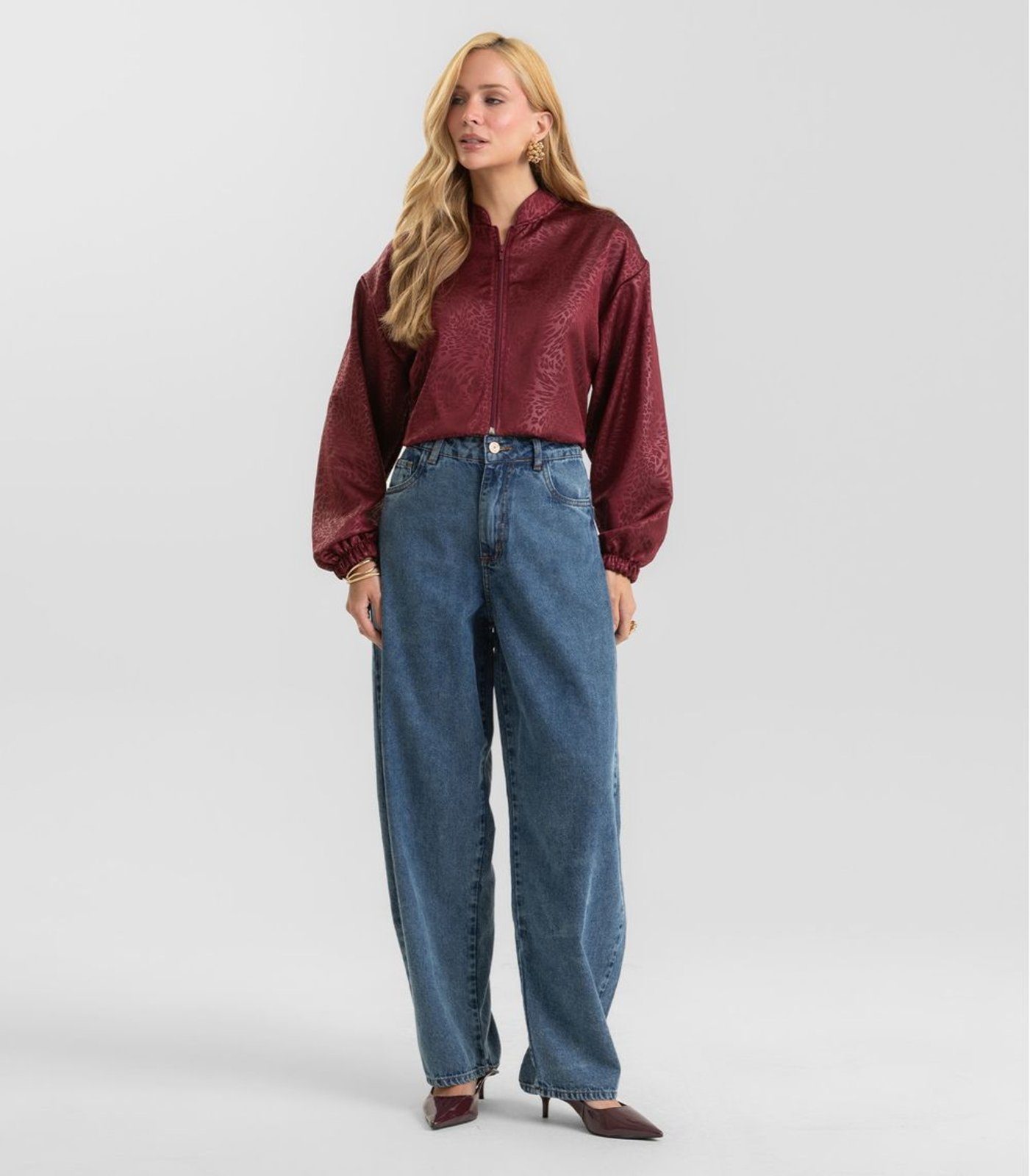 Calça Jeans Feminina Barrel Dianna Azul