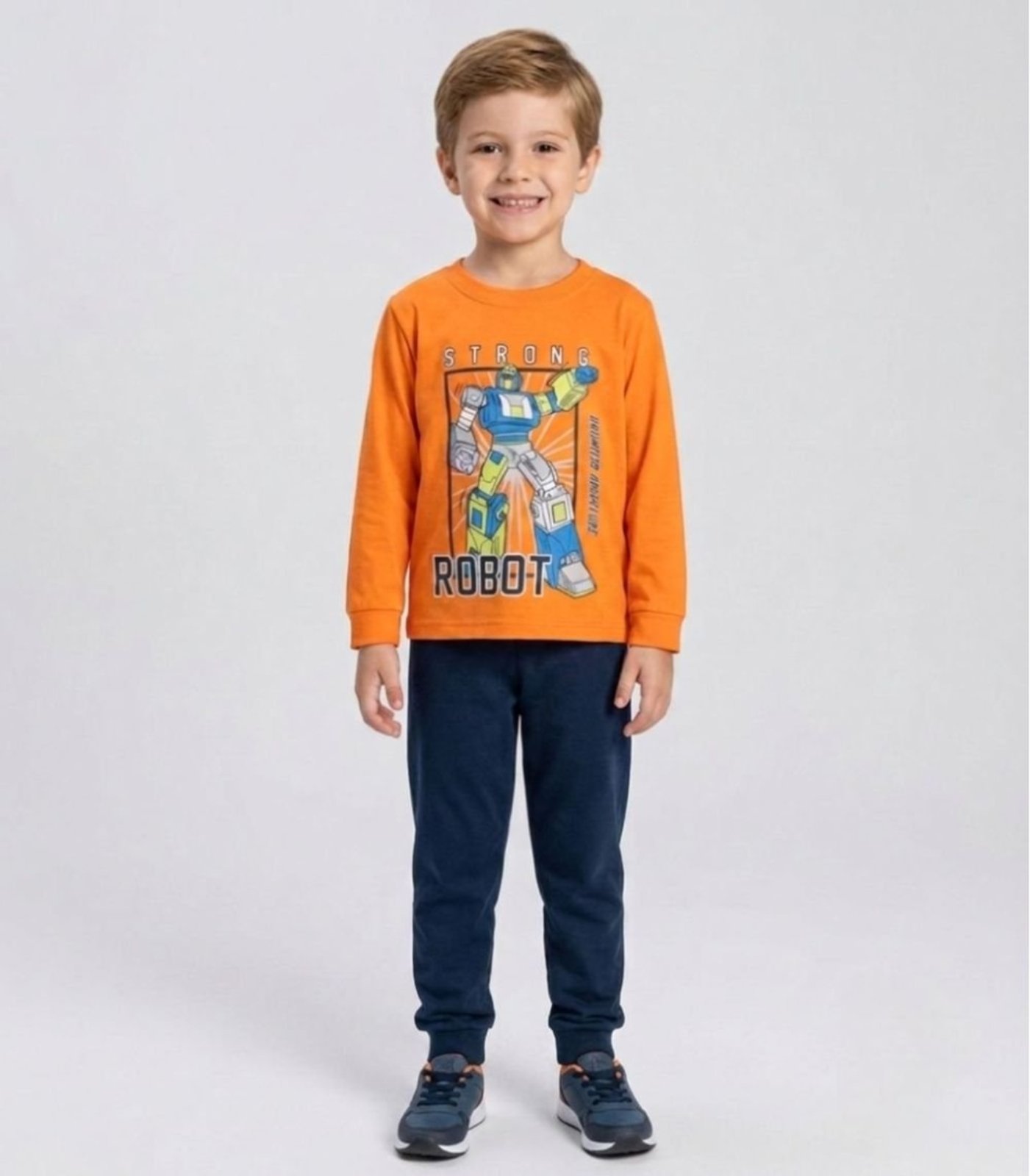 Infantil - Conjunto Menino Blusa Longa E Calça Kappes Laranja