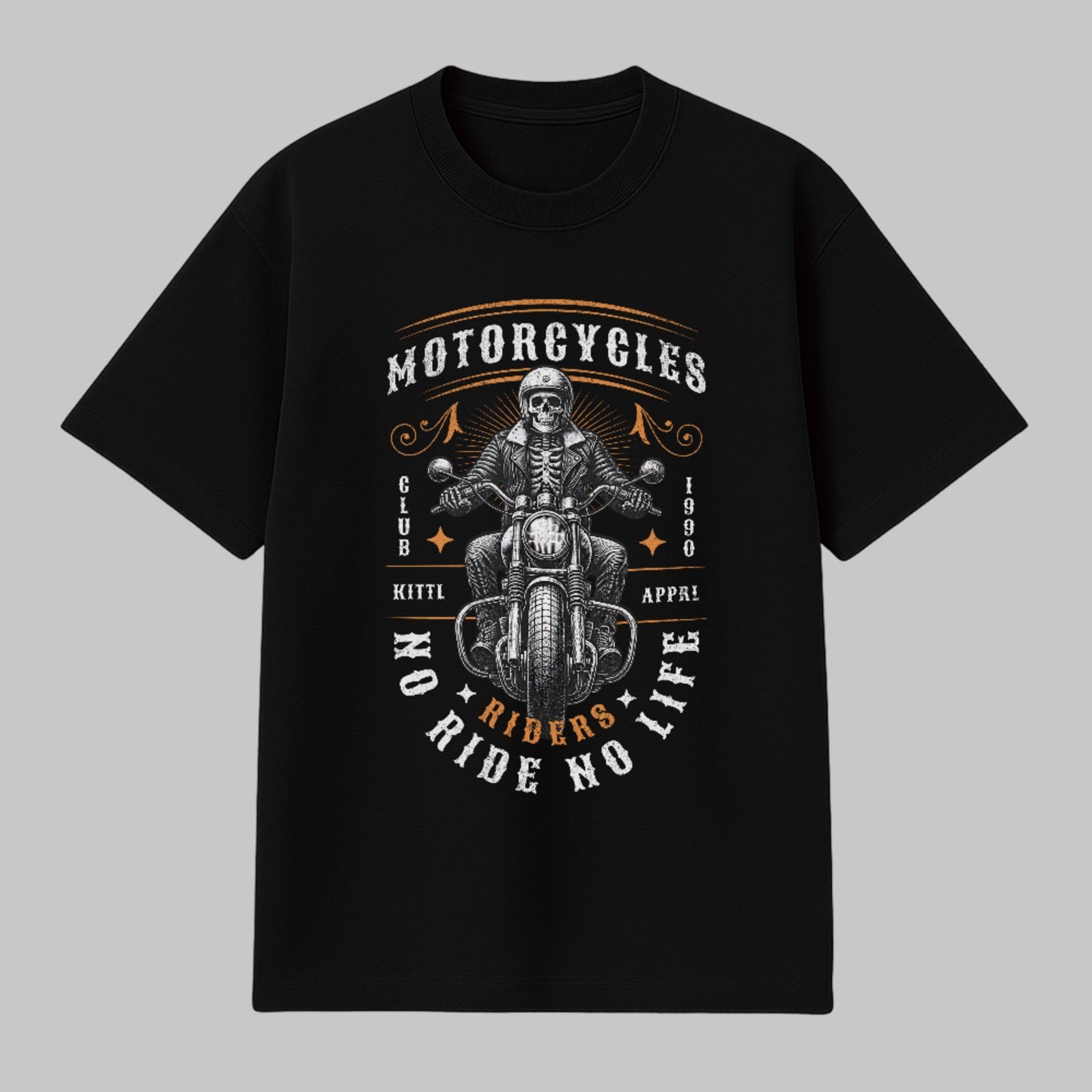 Camiseta Básica Riders Motorcycle Vintage No Ride No Life Unissex Preto