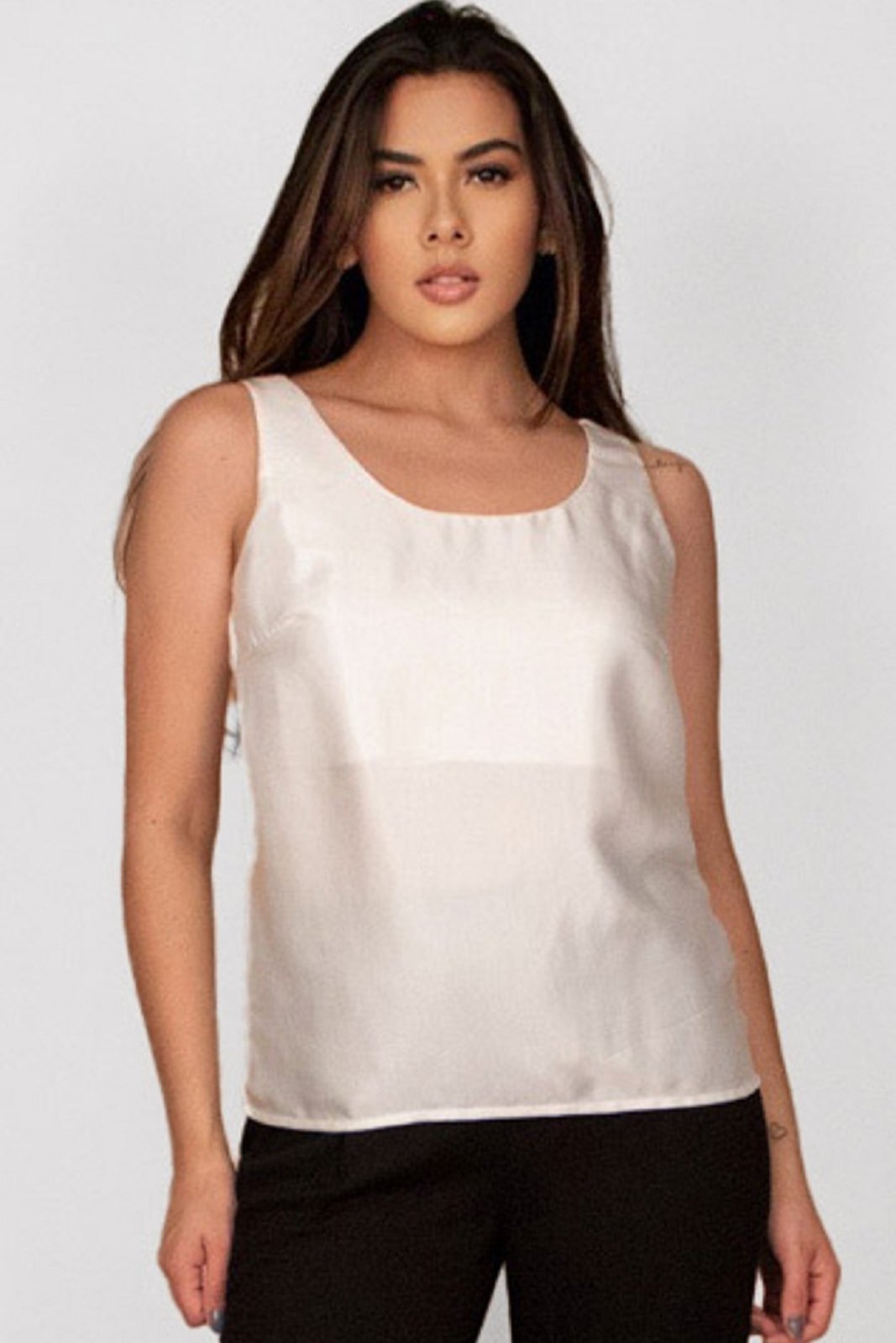 Blusa Regata Nhambu Viscose Estampa Branco