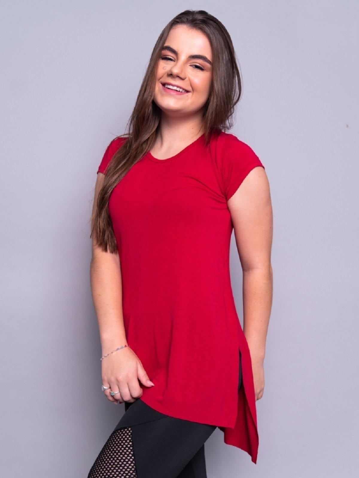 Blusa 4 Estações Sobre Legging Tapa Bumbum Basica Lisa Casual Fitness Vermelho