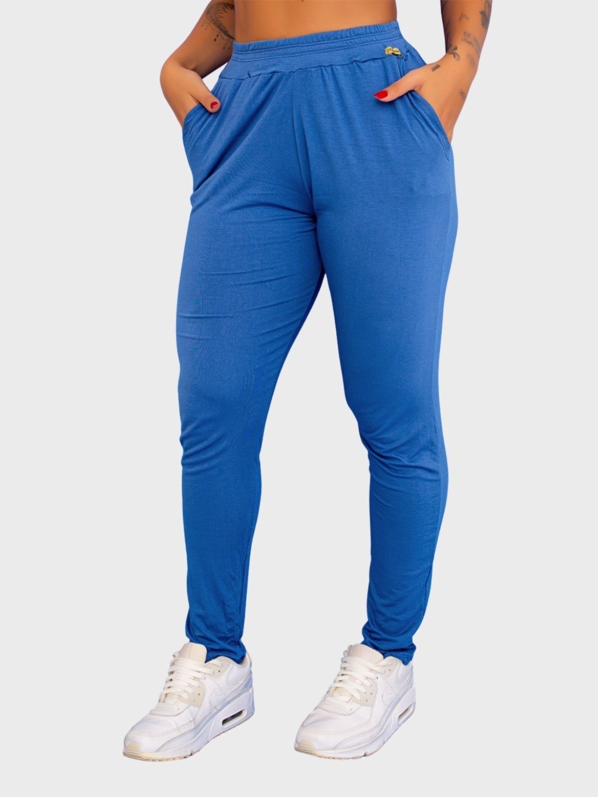 Calça Viscolycra Tarelles Soltinha Bolso Azul Jeans