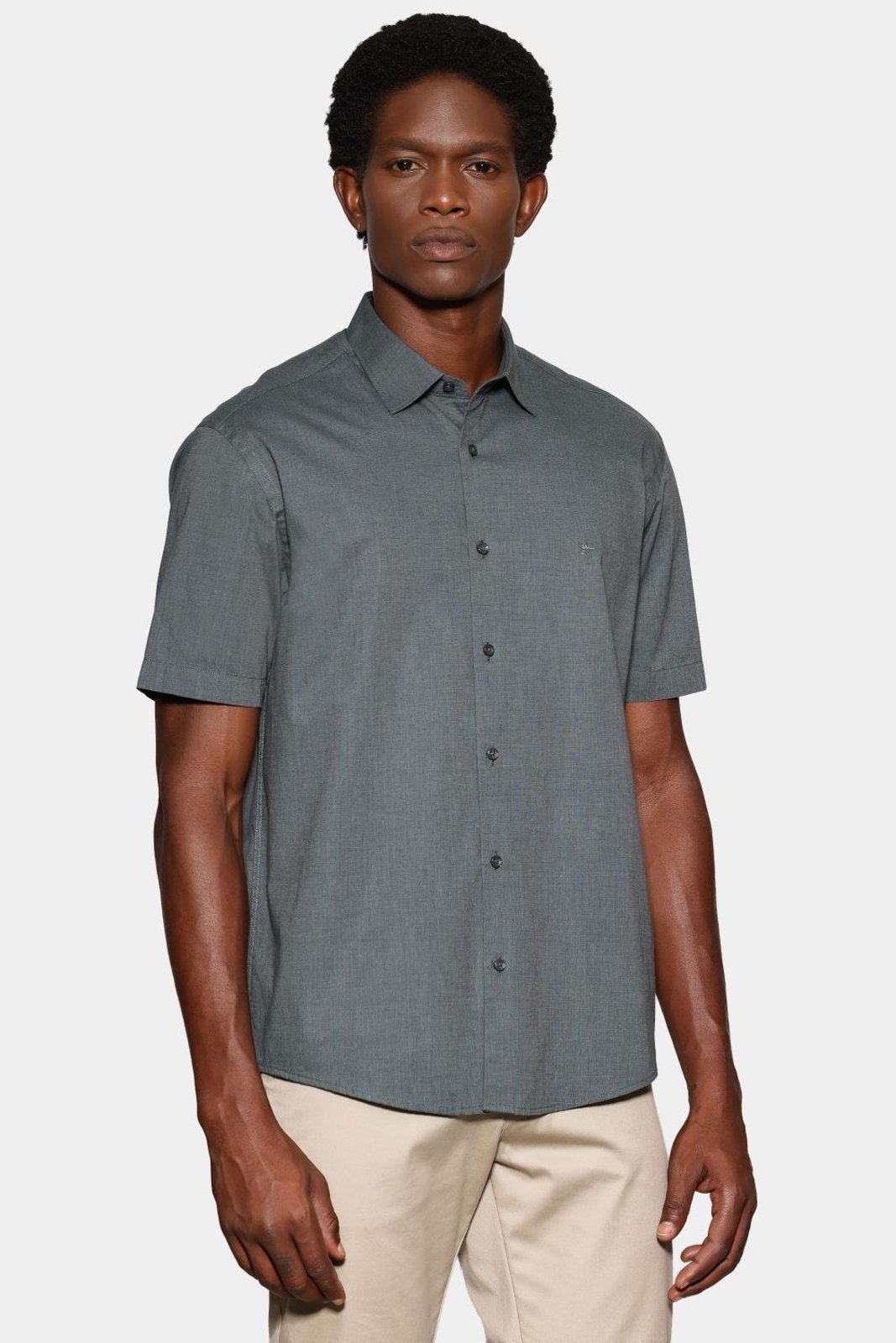 Camisa Aramis Manga Curta Fil a Fil Antilia Verde Escuro