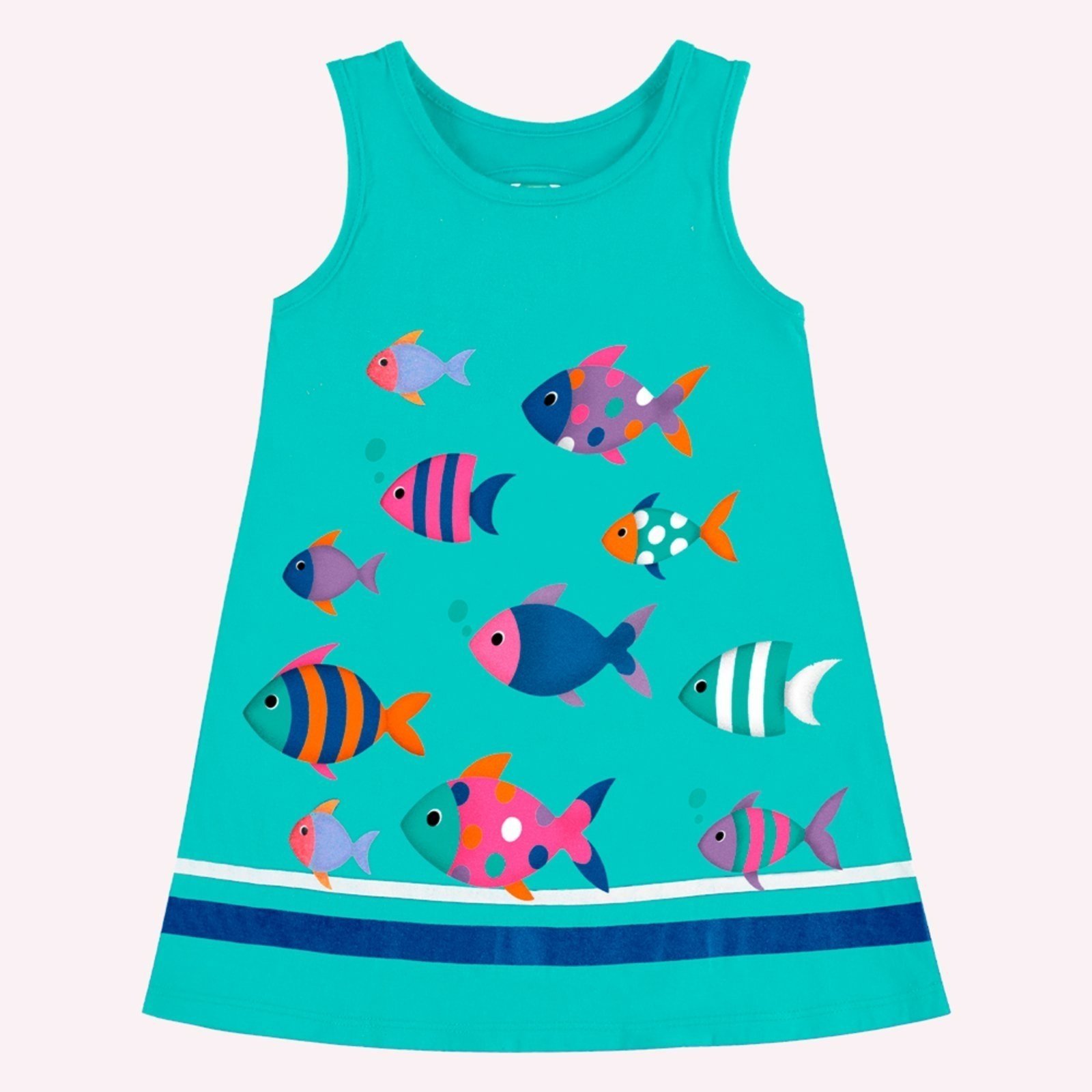 Vista 2 Infantil - Vestido Menina Peixinhos Kyly azul