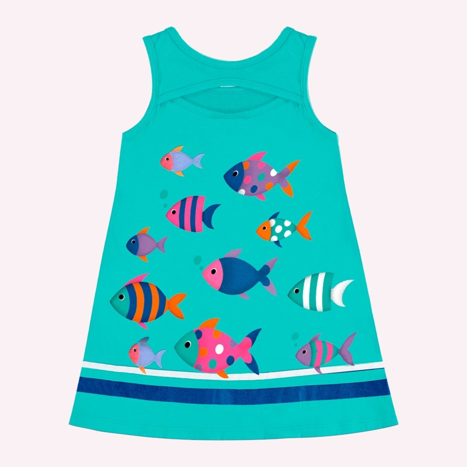 Vista 3 Infantil - Vestido Menina Peixinhos Kyly azul