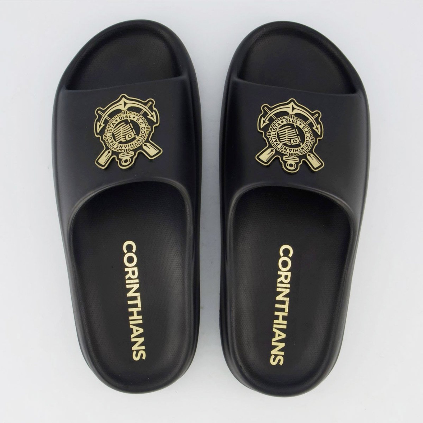 Chinelo Corinthians Nuvem Preto e Dourado