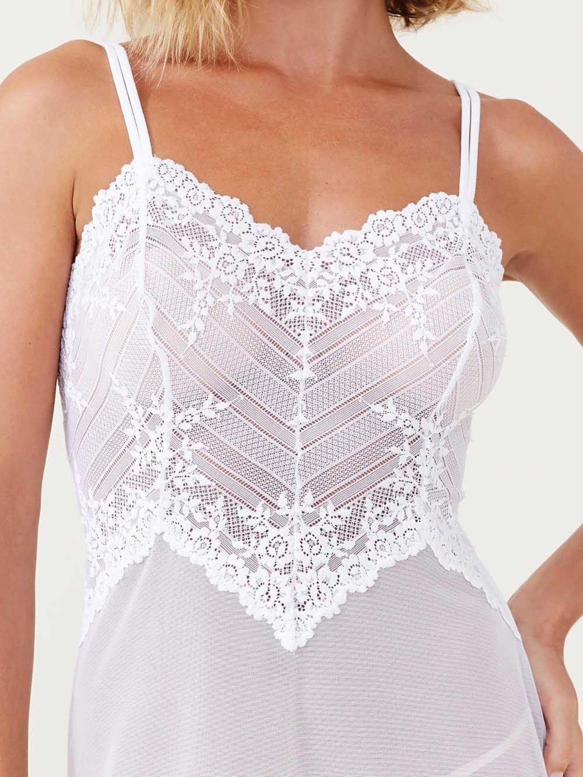 Vista 3 Camisola Curta Renda Embrace Lace Wacoal Branco Loungerie incolor Loungerie incolor