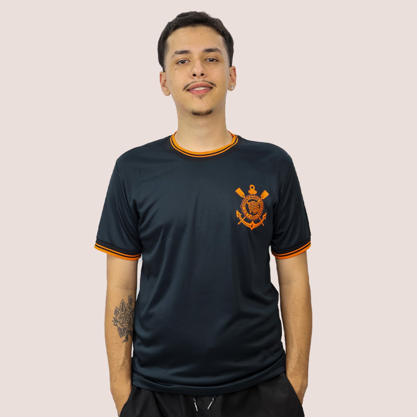 Camiseta Masculina Preta Torcedor Corinthians Oficial Preto