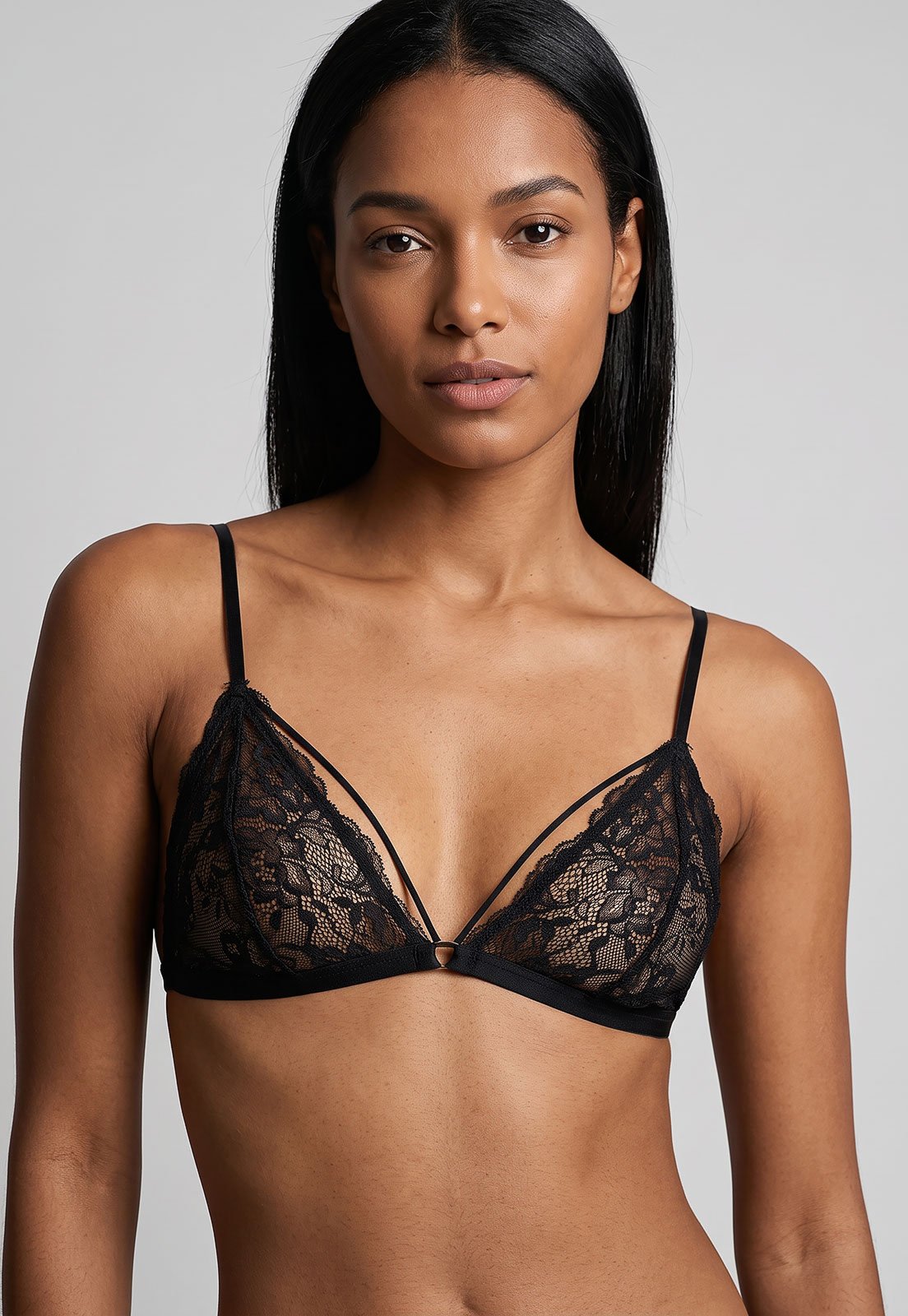 Sutiã Top Feminino Hope Triângulo Sem Bojo em Renda Preto