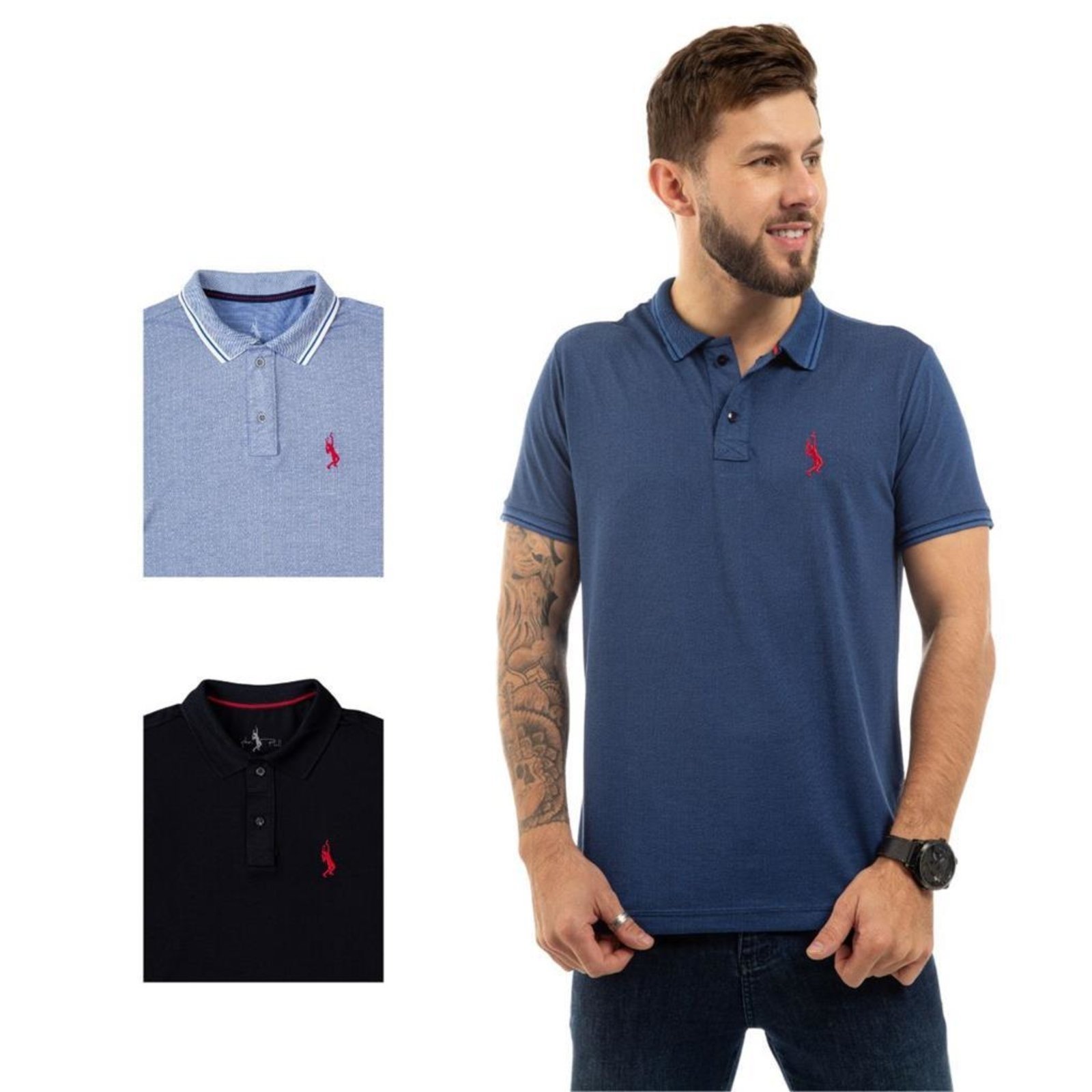 Kit 3 Camisa Gola Polo Masculina Casual Conforto Moderna