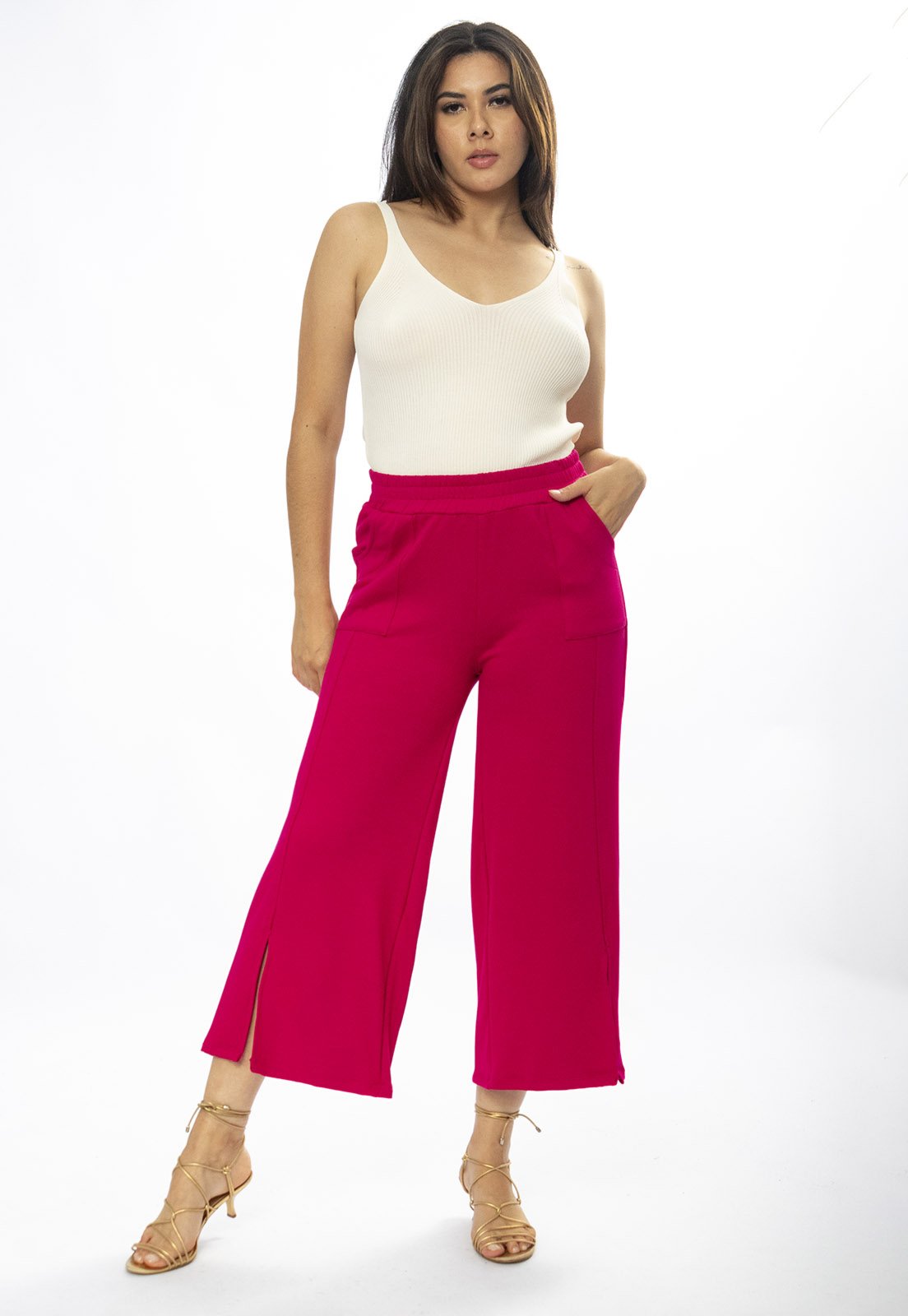 Calça Pantacourt Amazônia Vital Malha Encorpada Pink