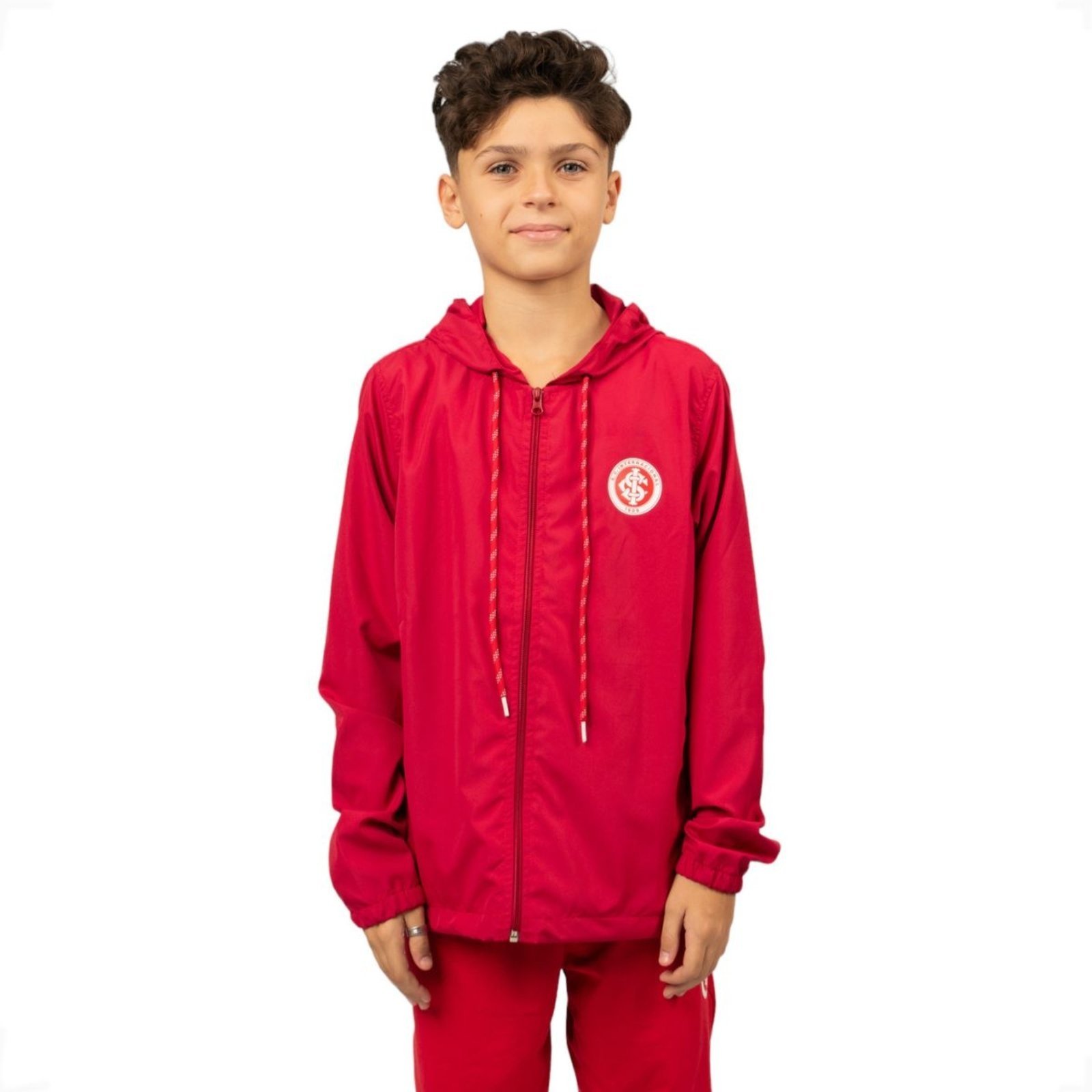 Jaqueta Corta Vento Internacional Oficial Juvenil com Capuz Surf Center Vermelho