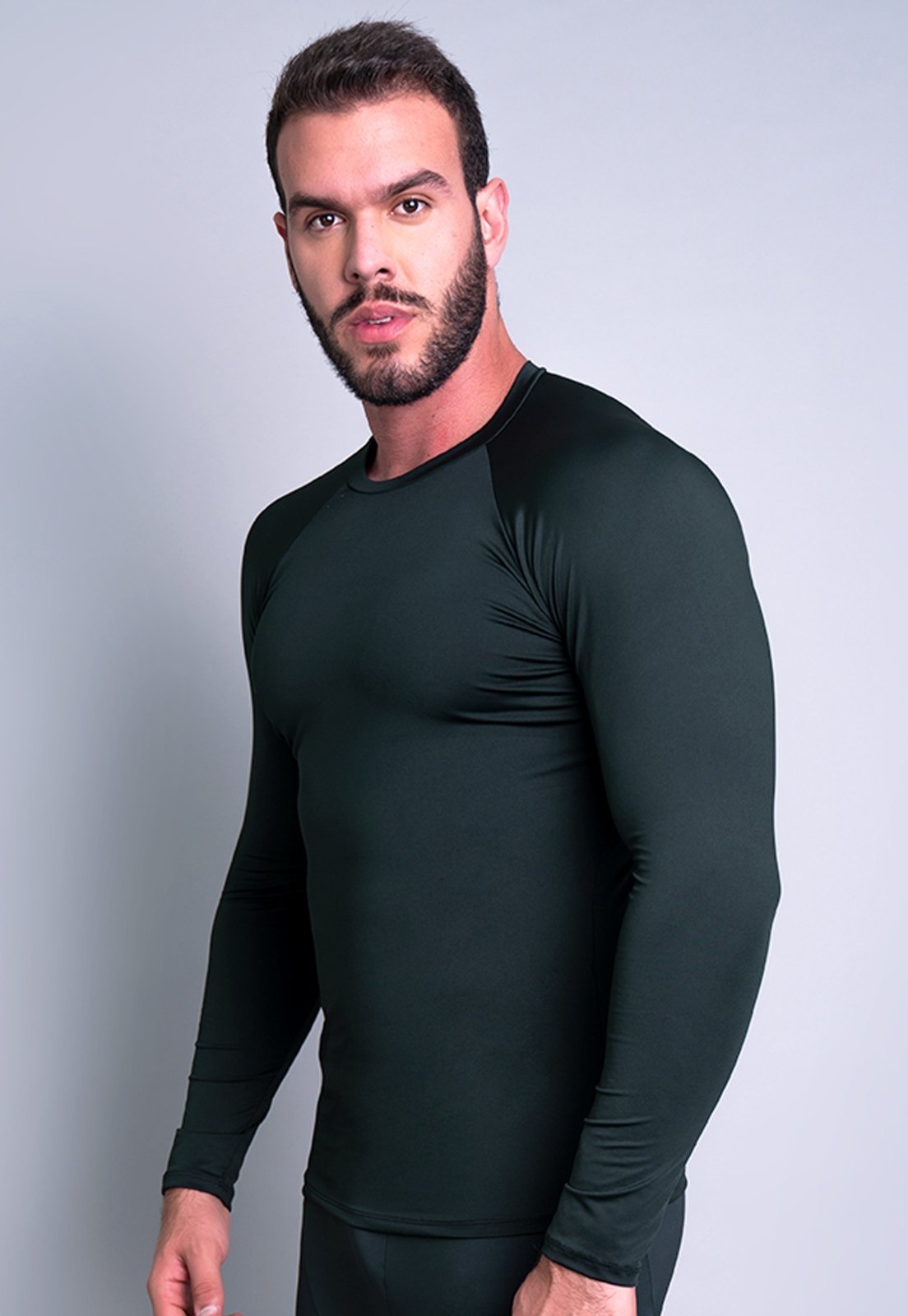 Camisa Térmica Masculina MVB Modas Segunda Pele Proteção Uv 50+ Preto