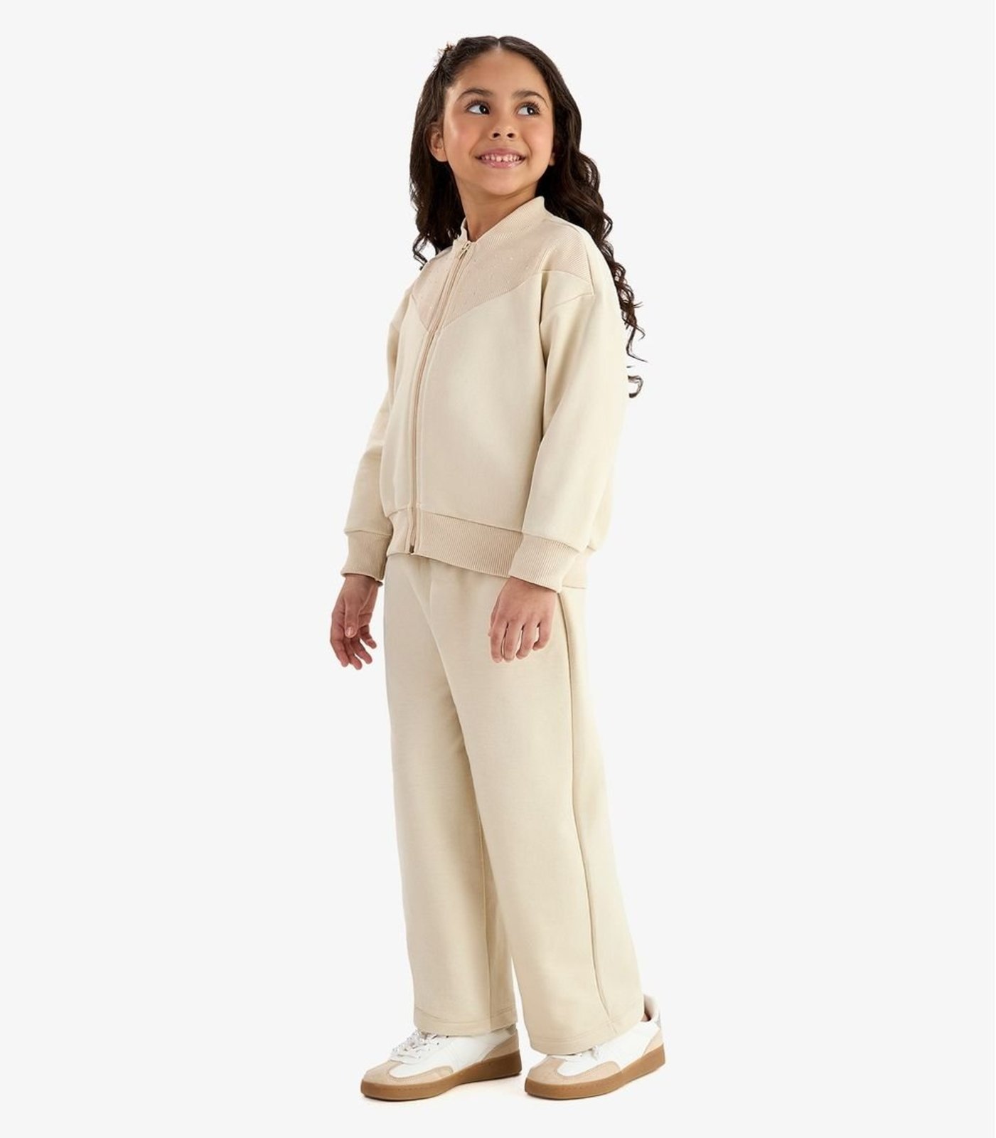 Infantil - Conjunto Jaqueta com Wide Leg Moletom Rovi Bege