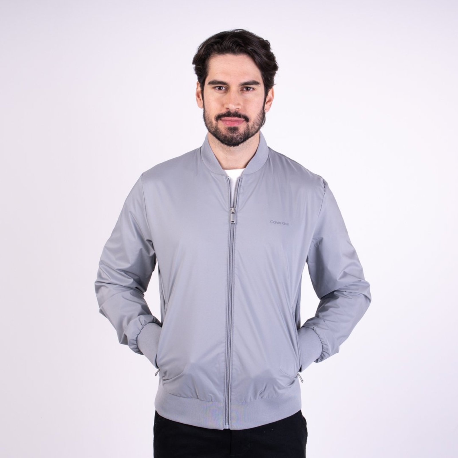 Jaqueta Calvin Klein Bomber Slim Cinza