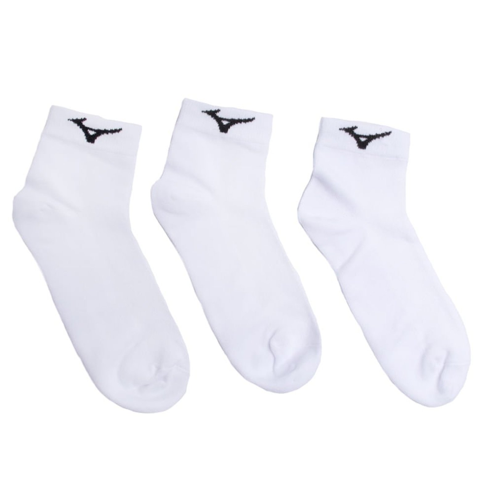 Kit 3 Pares Meias Esportivas Mizuno Cano Curto Branco