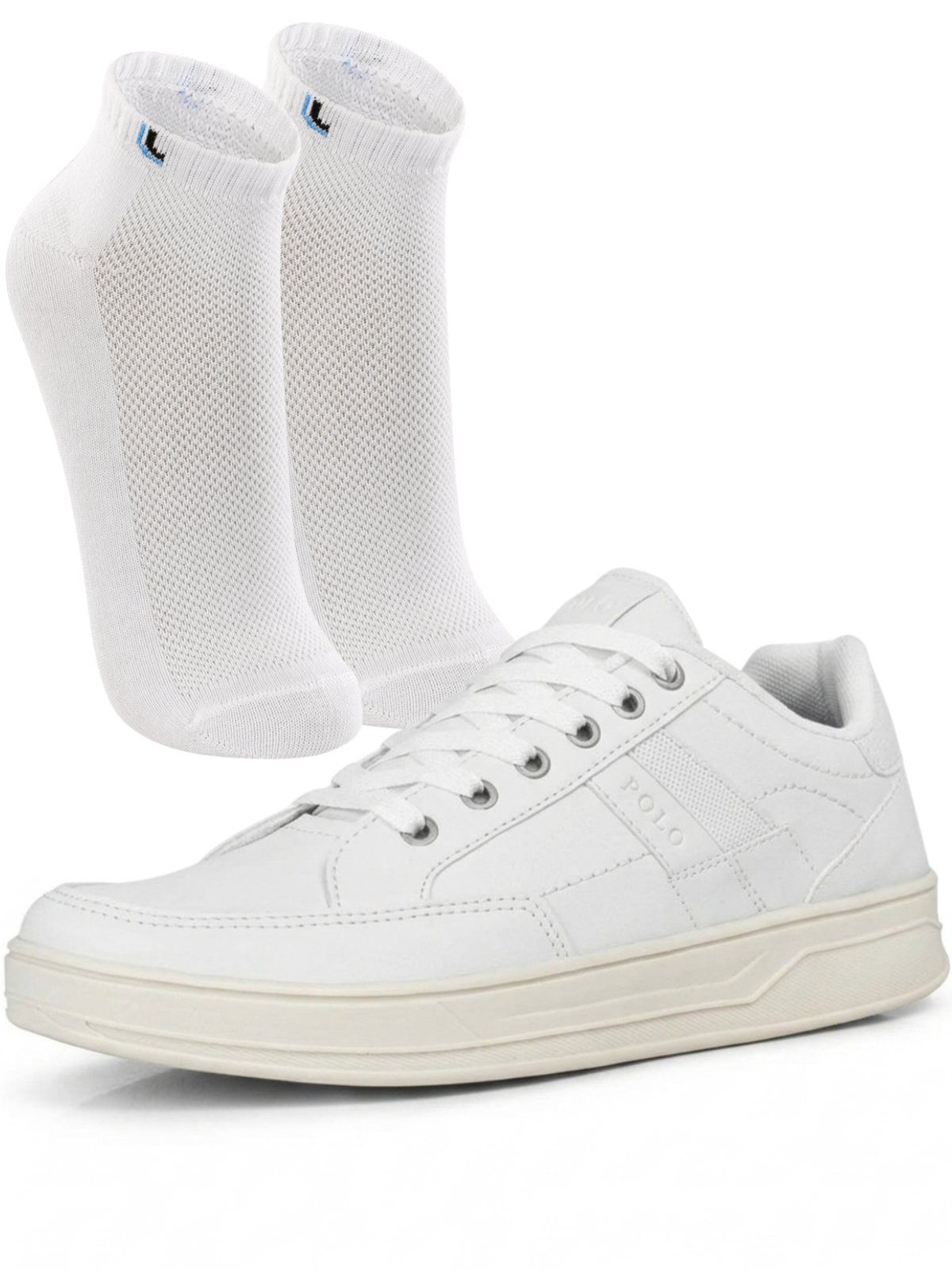 Sapatênis Masculino Com Meia Lupo Tênis Branco Liso Polo Cupsole Dia a Dia