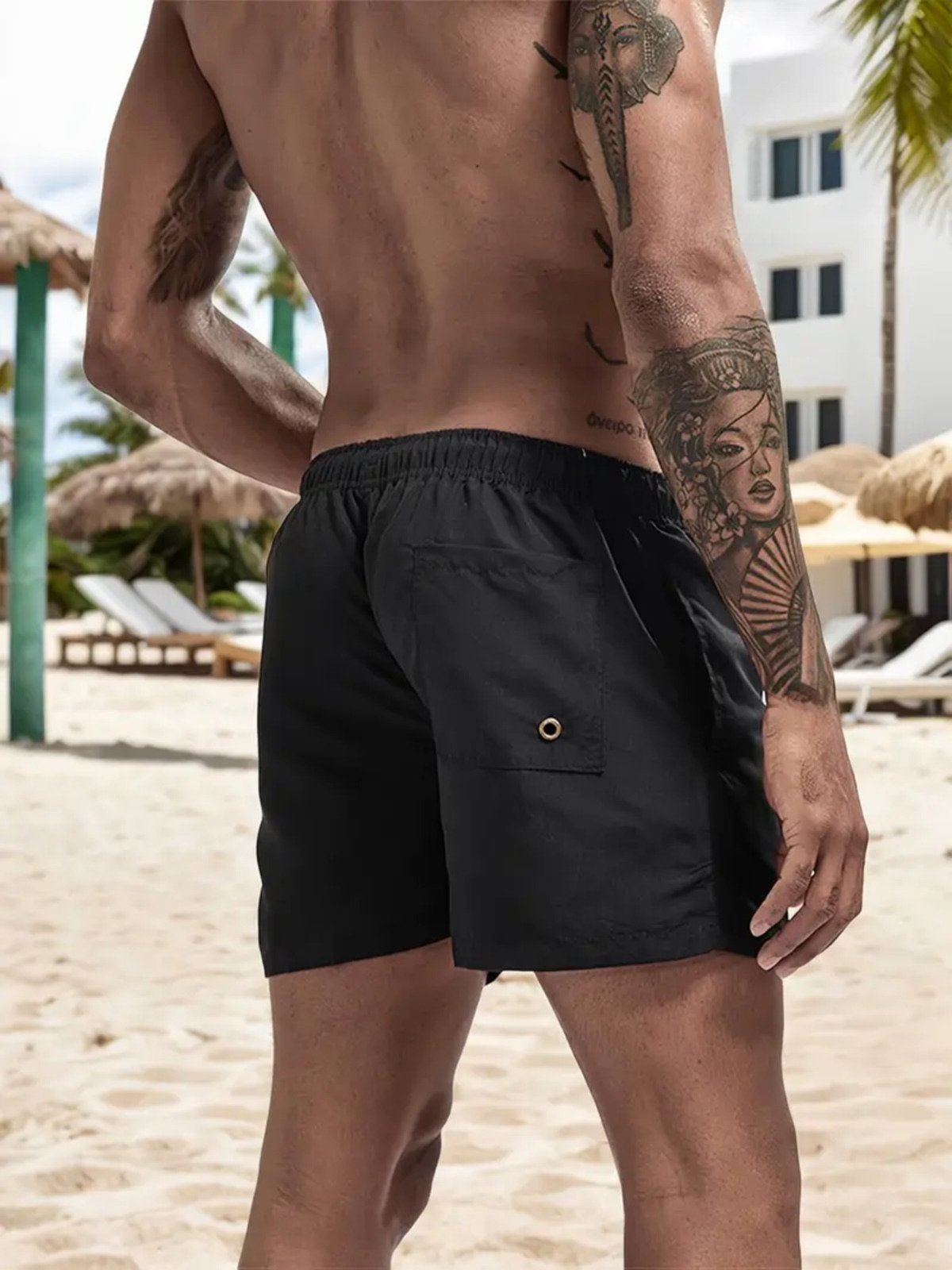 Vista 3 Short Masculino Califórnia 32 Safira Moda Tactel preto Safira Moda preto