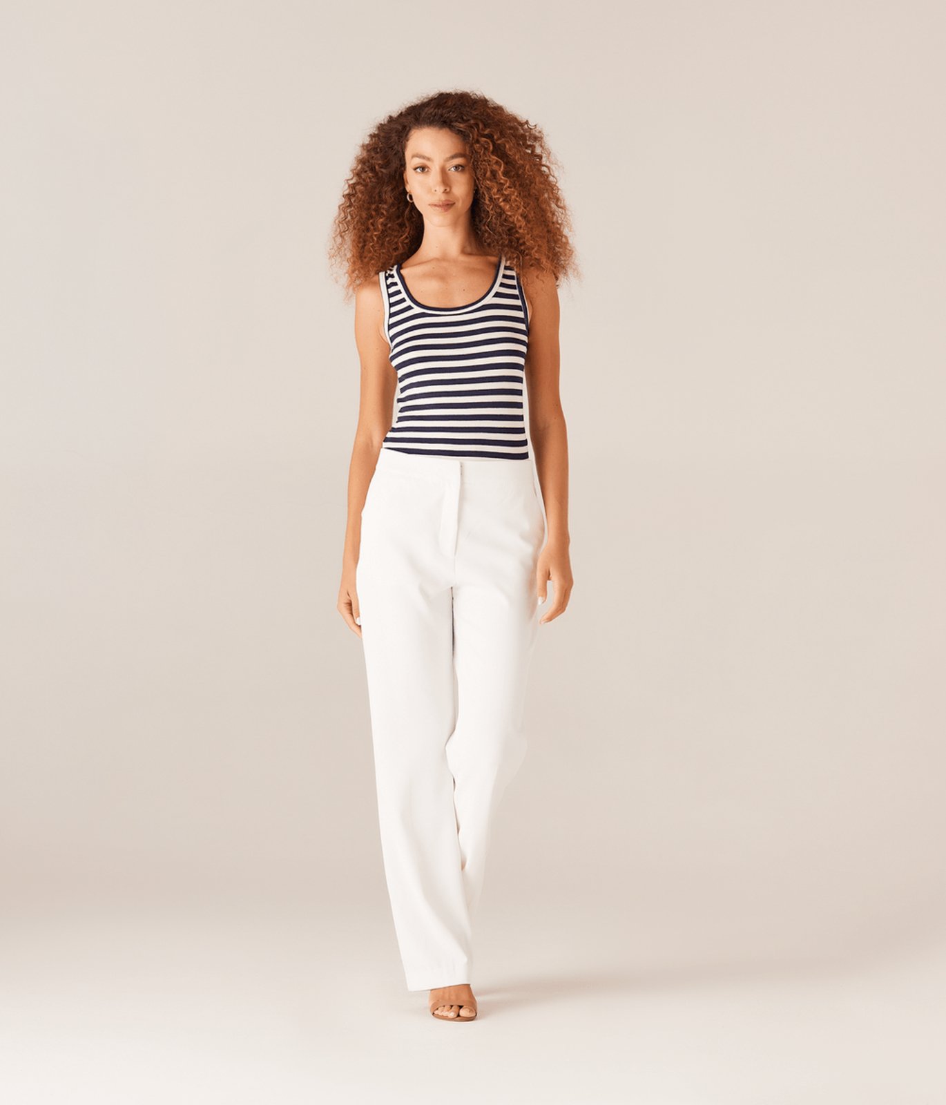Calca Reta Bolso-Faca Feminina Off White