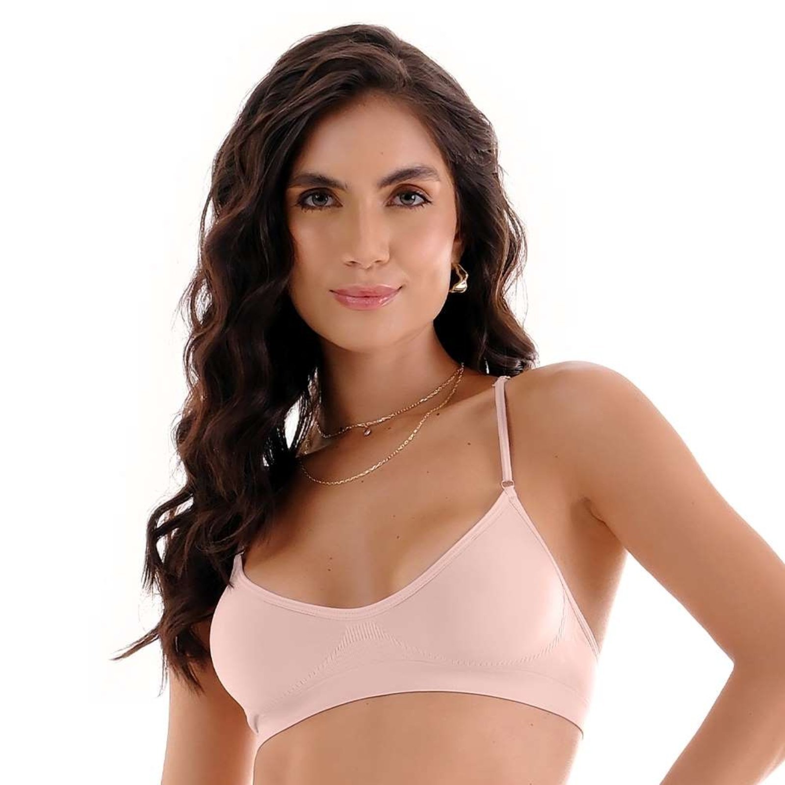 Sutiã Top Nadador Sem Costura com Alças Reguláveis Blush Zee Rucci