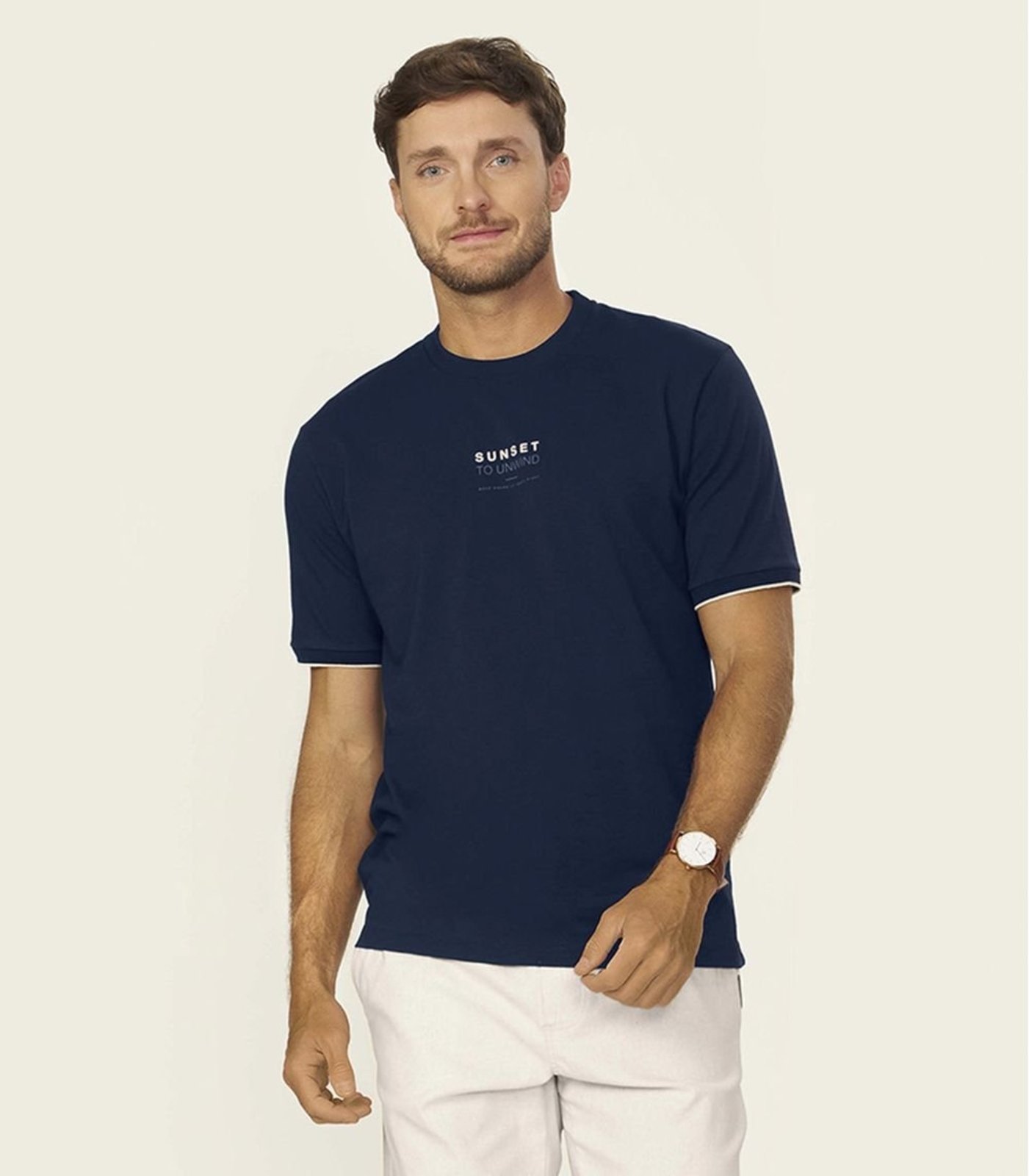 Camiseta Masculina Suedine Com Estampa Diametro Azul