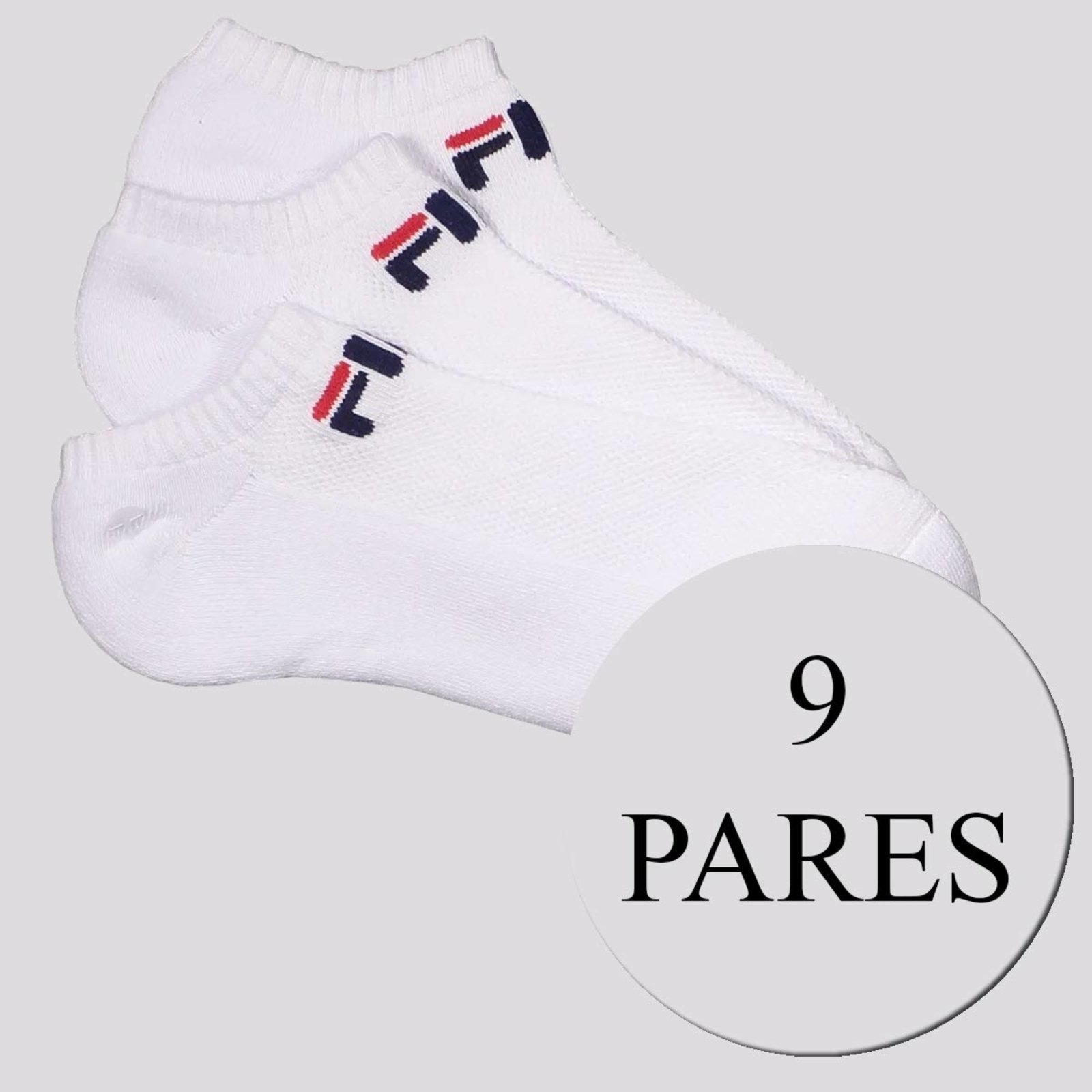 Vista 2 Kit Meia Fila Light 9 Pares Cano Curto preto Fila preto