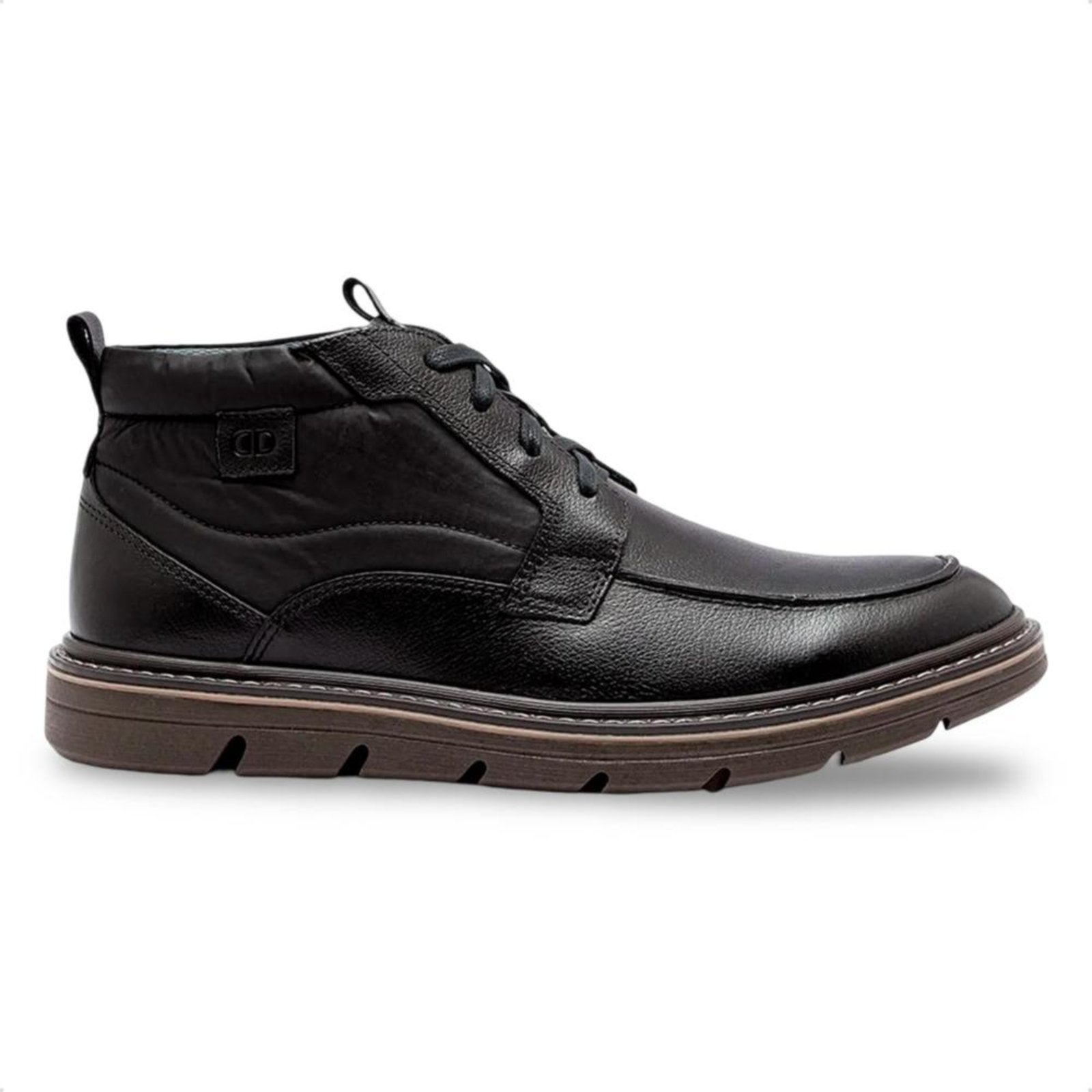 Bota de Couro Democrata Masculina Metropolitan Jeff Cano Curto 604104 Preto