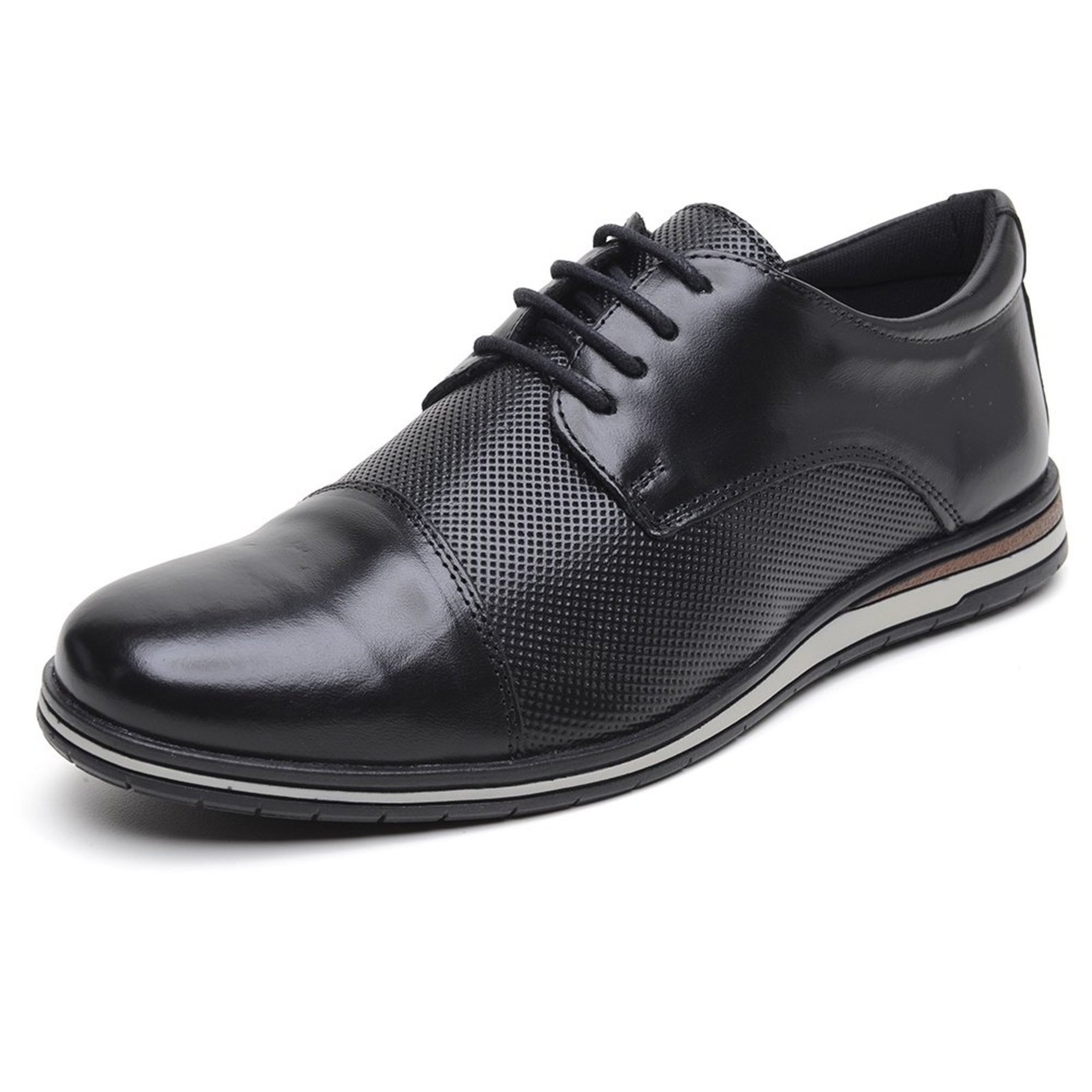 Sapato Social Masculino Esporte Fino com Cadarço Moderno Confortável Preto