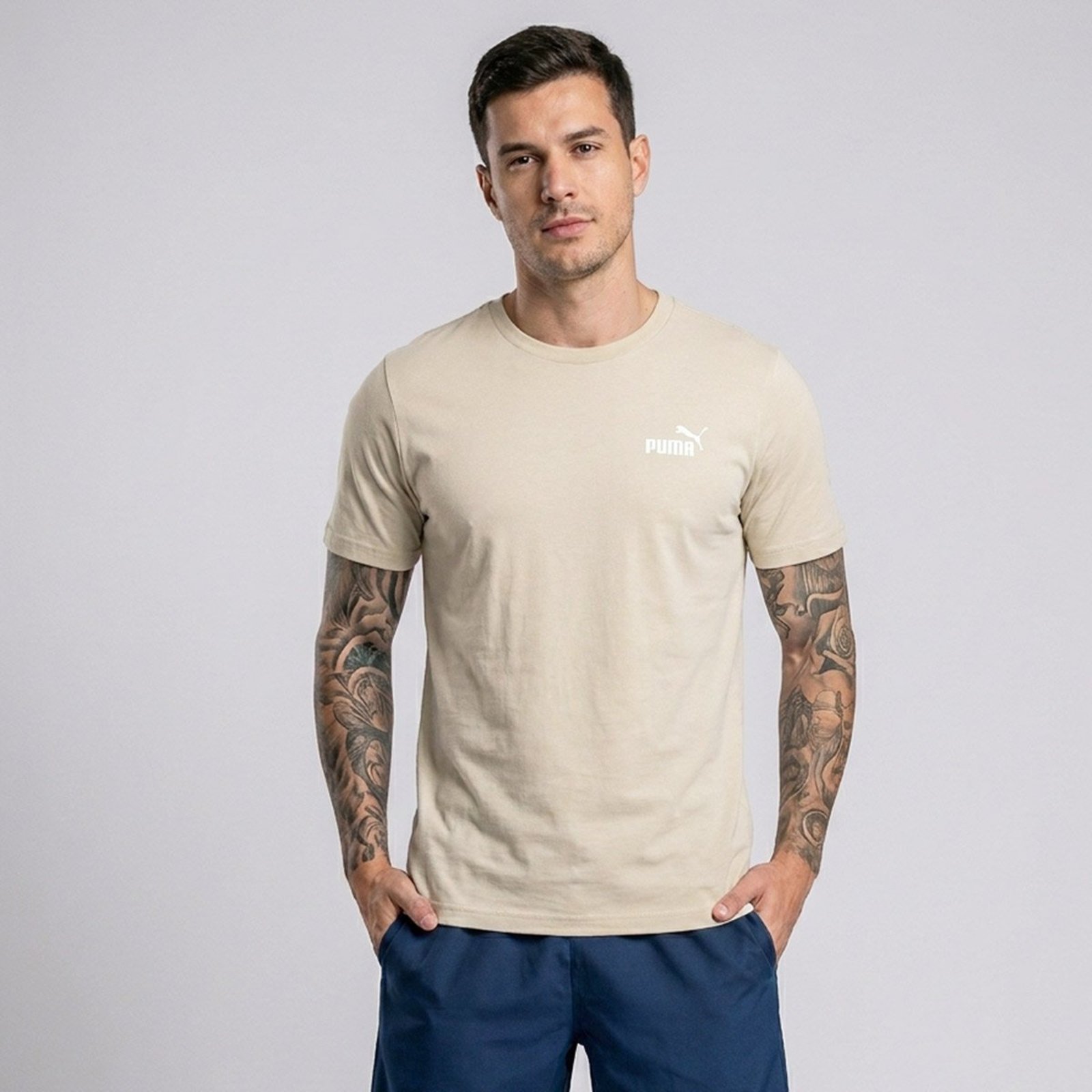 Camiseta Puma Essentials Small No. 1 Logo Verde Oliva