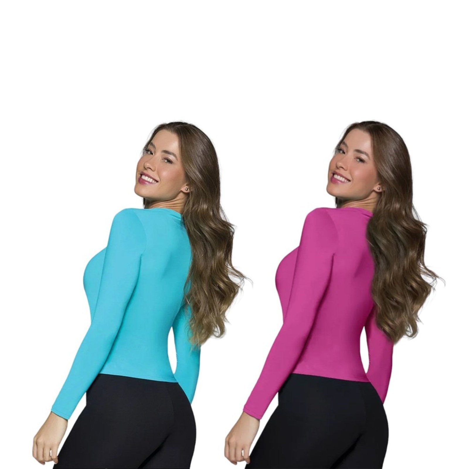 Vista 3 Kit 2 Camisas Térmicas Selene Proteção UV50+ Feminina azul SELENE azul