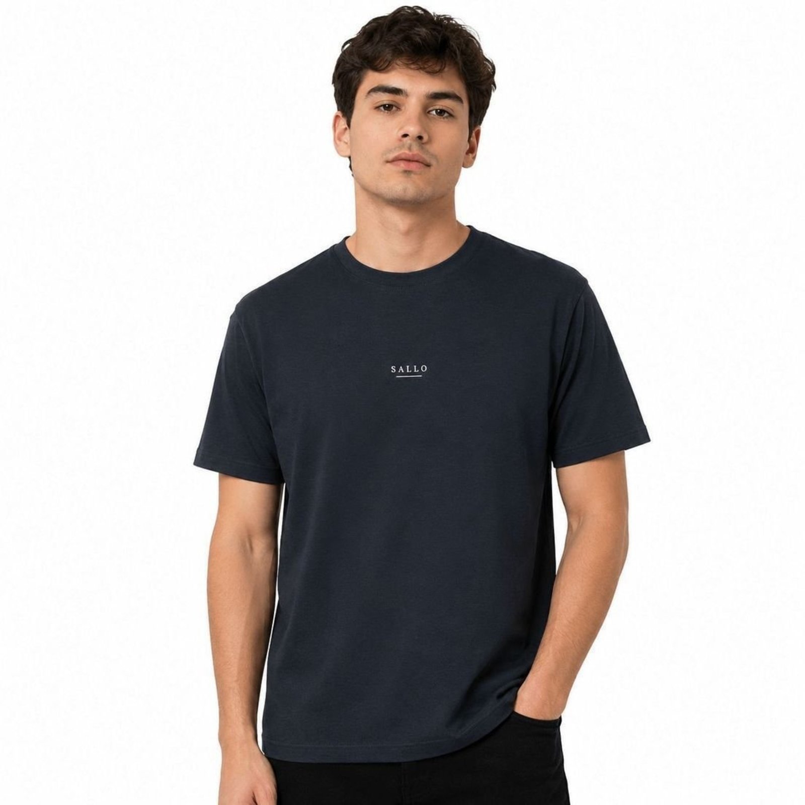 Camiseta Masculina Sallo Slim Preta 0043 - Preto - Sallo