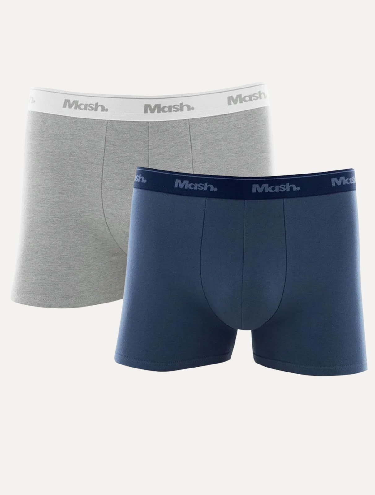 Vista 2 Cueca Mash Boxer Cotton Basic Azul Médio/ Cinza Mescla Pack 2UN cinza azul MASH cinza azul
